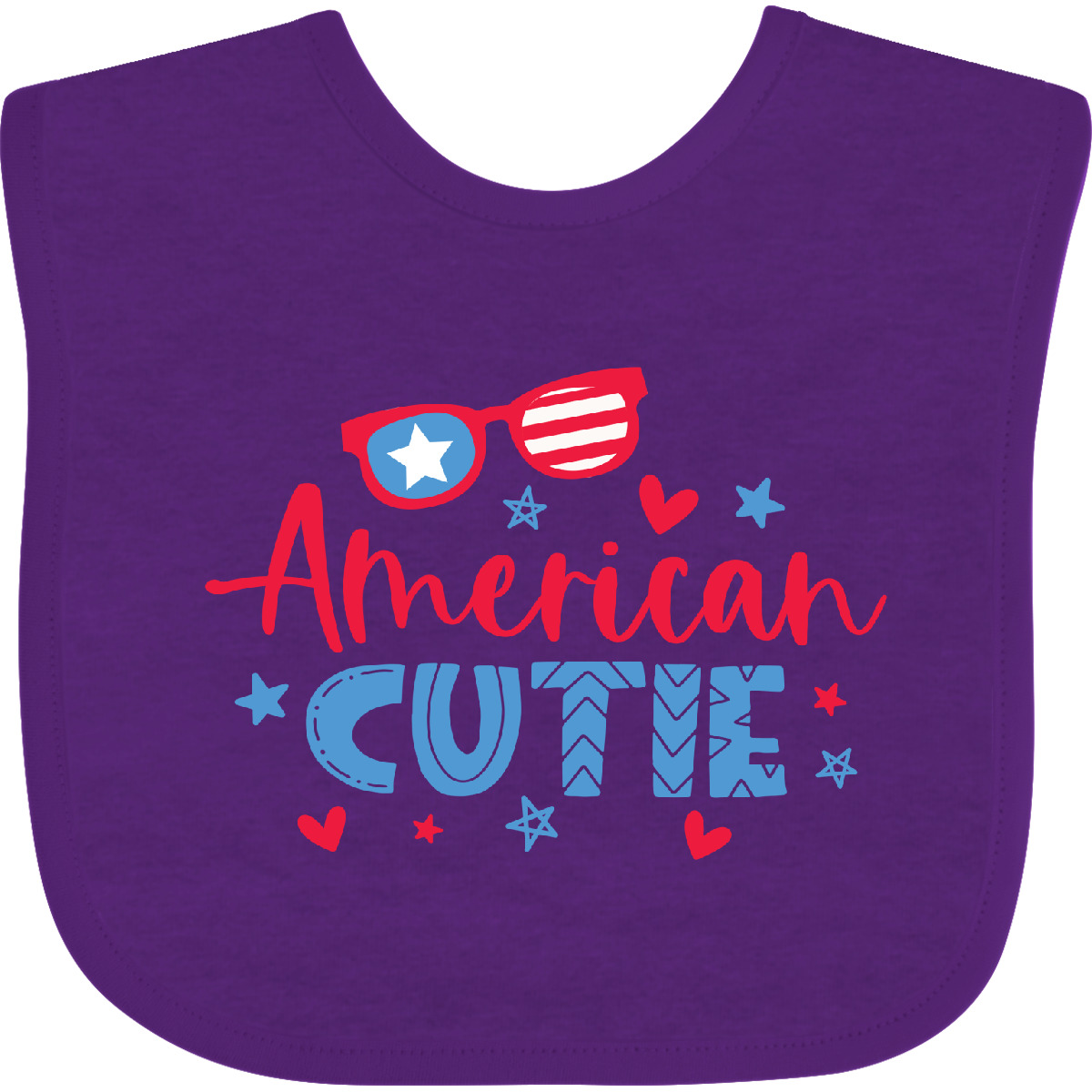 Inktastic 4th Of July American Cutie Red And Blue Stars And Hearts Baby Bib Cute - Picture 3 of 9