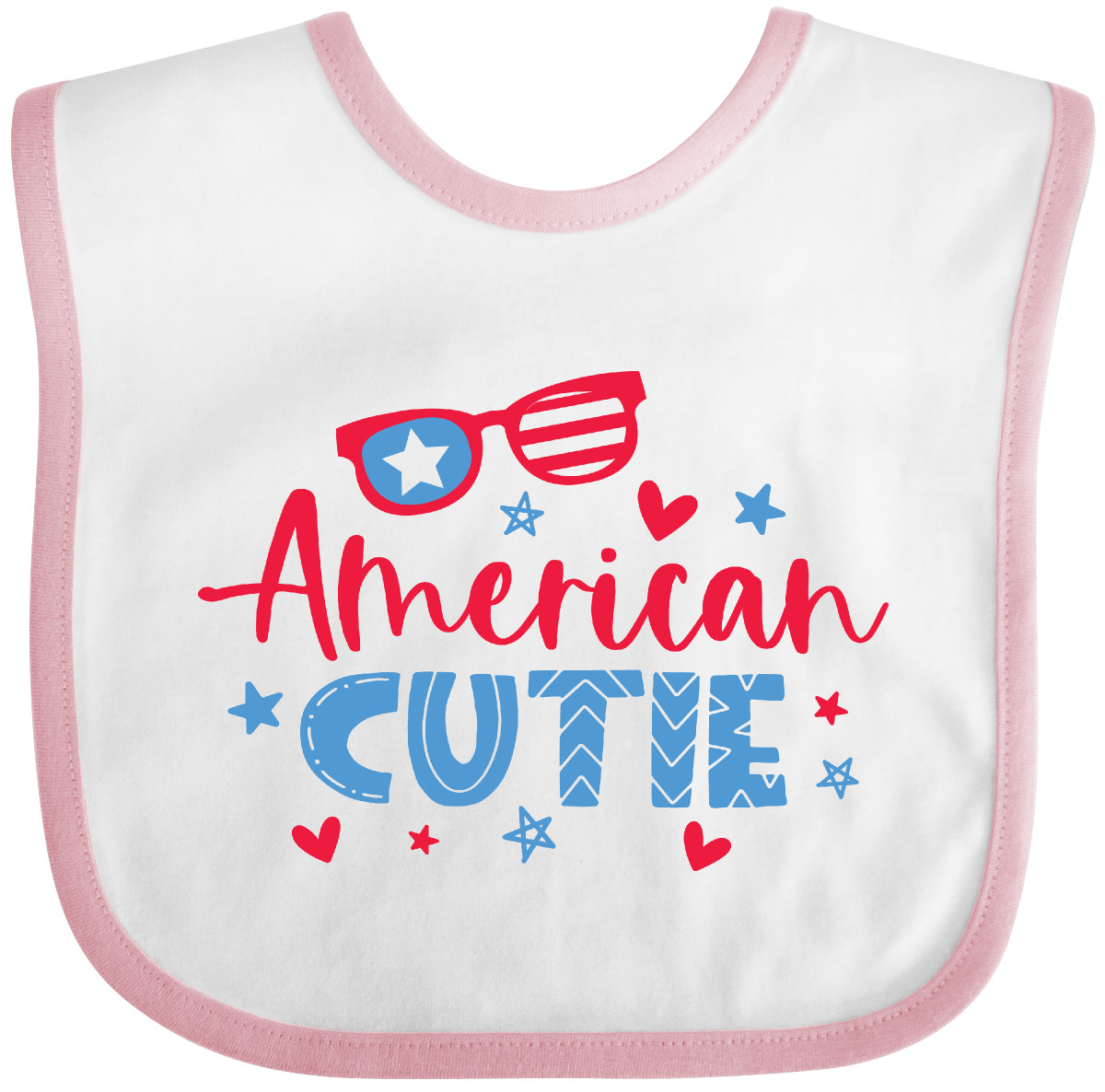 Inktastic 4th Of July American Cutie Red And Blue Stars And Hearts Baby Bib Cute - Picture 8 of 9