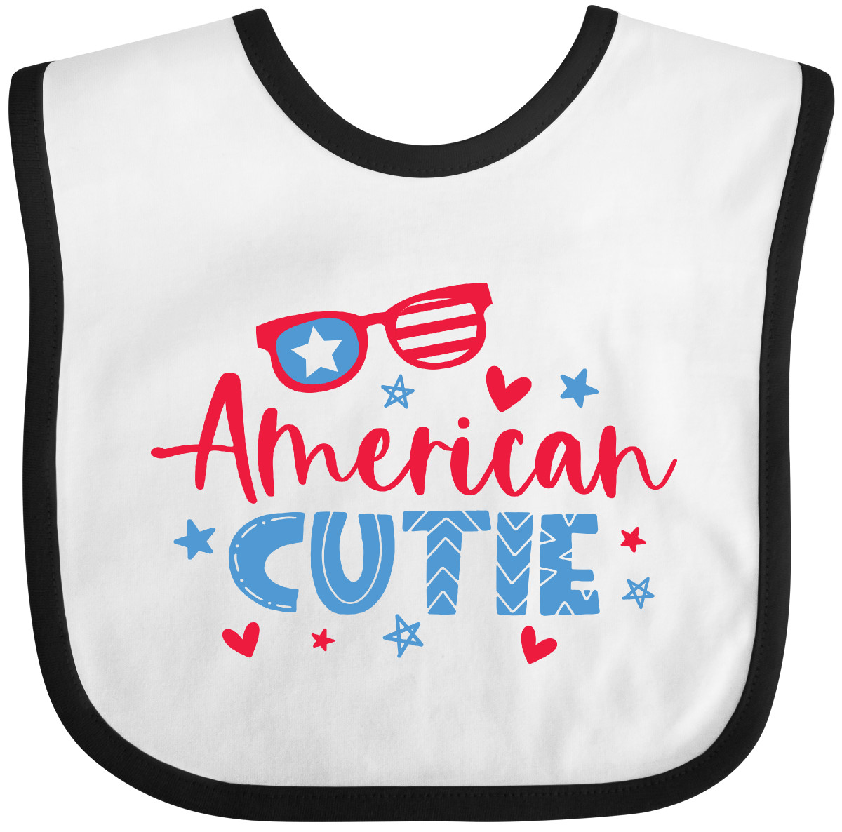 Inktastic 4th Of July American Cutie Red And Blue Stars And Hearts Baby Bib Cute - Picture 5 of 9
