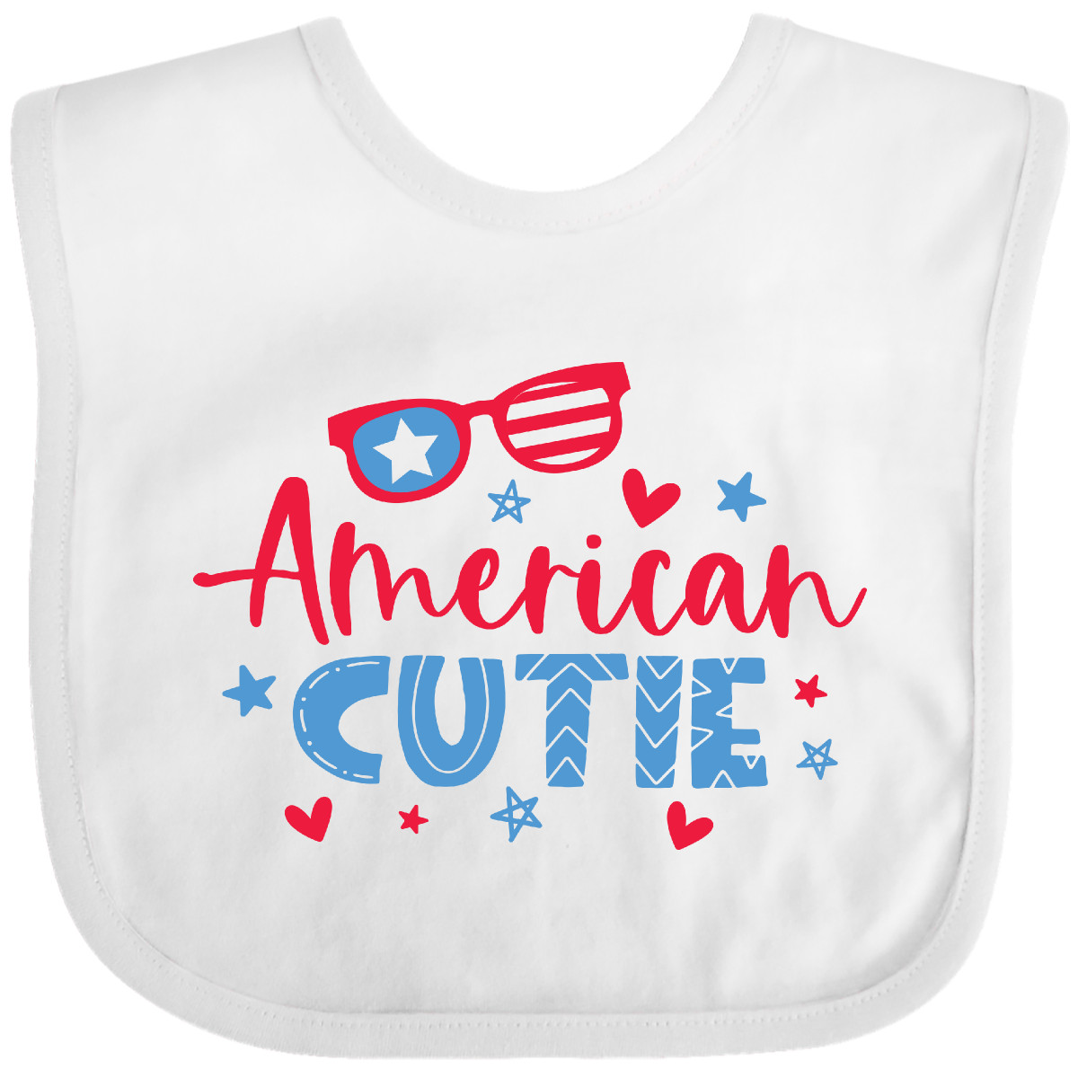 Inktastic 4th Of July American Cutie Red And Blue Stars And Hearts Baby Bib Cute - Picture 4 of 9