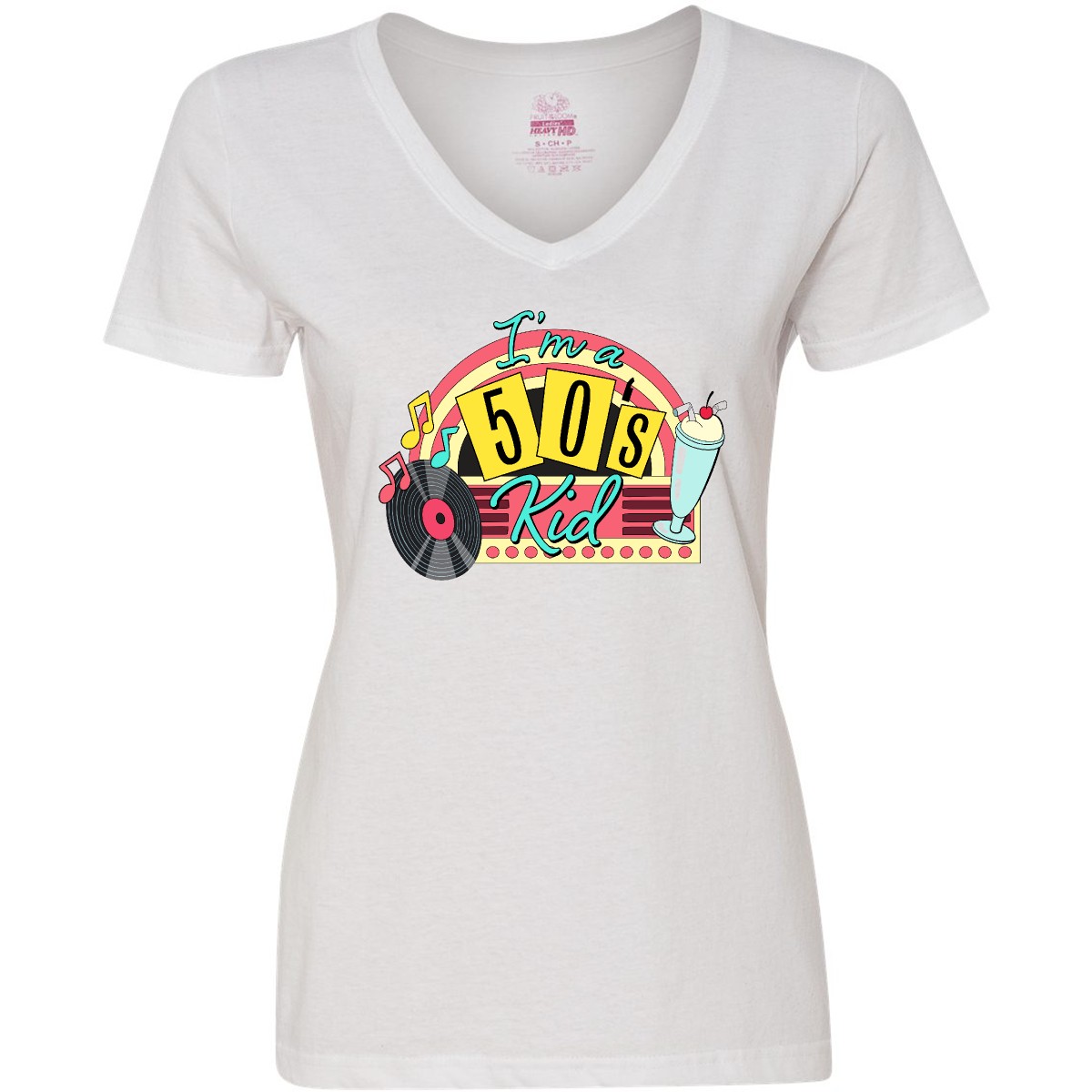 Inktastic I'm A 50's Kid 1950's Style Birthday Jukebox Women's V-Neck T-Shirt Jc