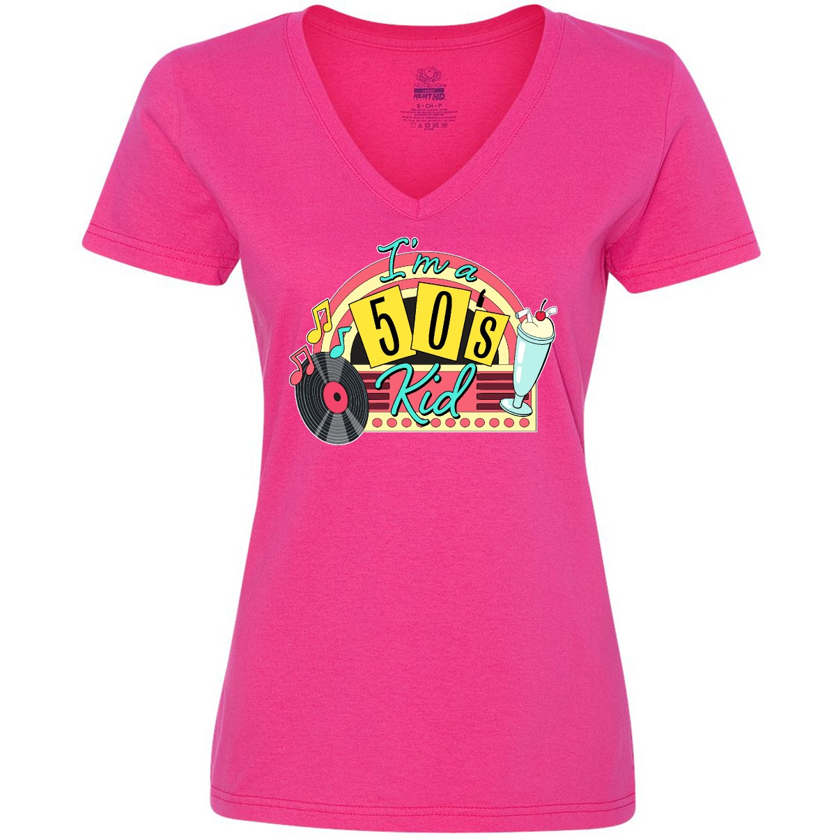 Inktastic I'm A 50's Kid 1950's Style Birthday Jukebox Women's V-Neck T-Shirt Jc