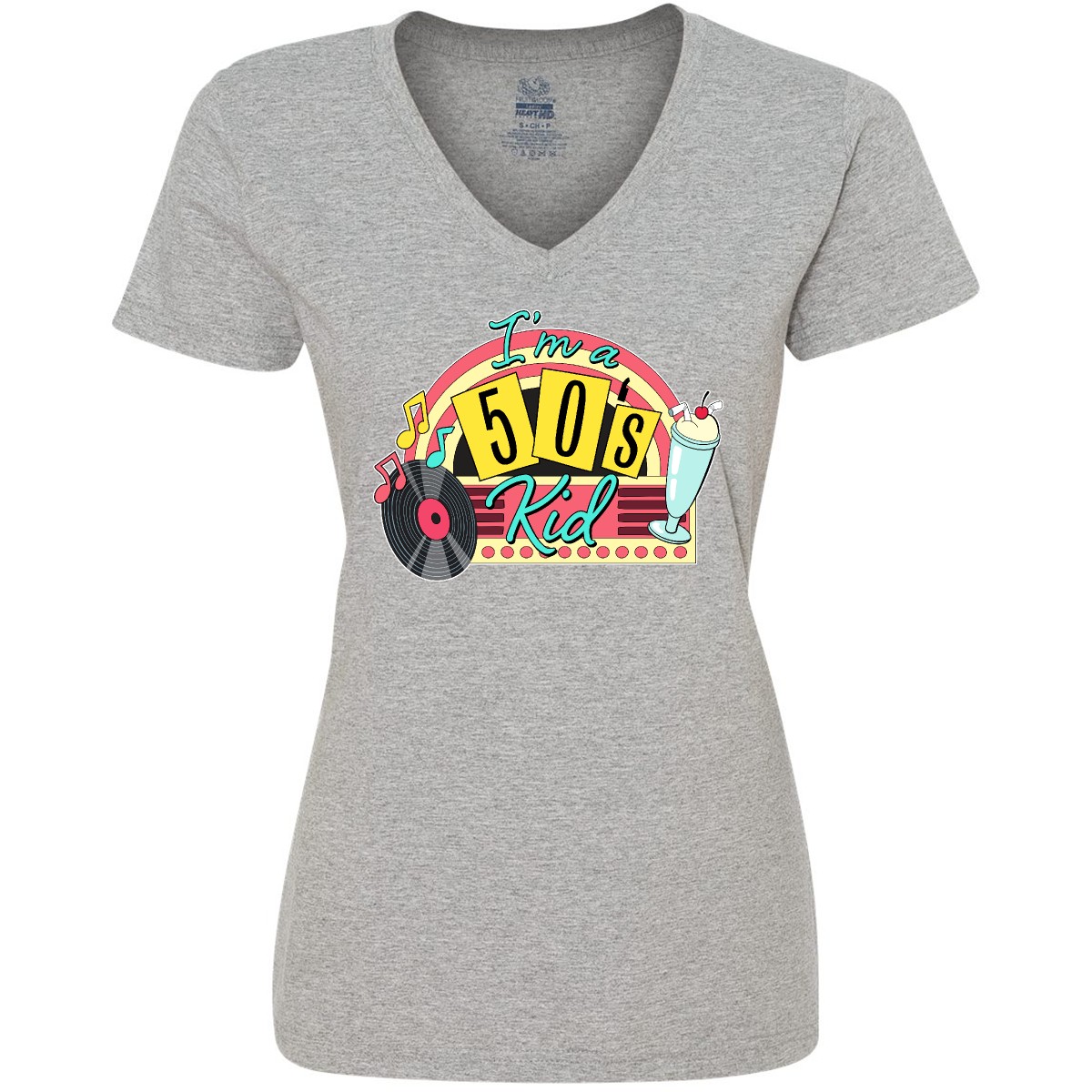 Inktastic I'm A 50's Kid 1950's Style Birthday Jukebox Women's V-Neck T-Shirt Jc