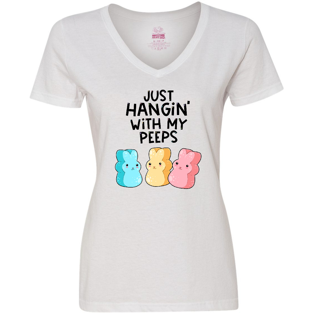 Inktastic Easter Just Hangin' With My Peeps! Women's V-Neck T-Shirt Cute Funny - Bild 5 von 5