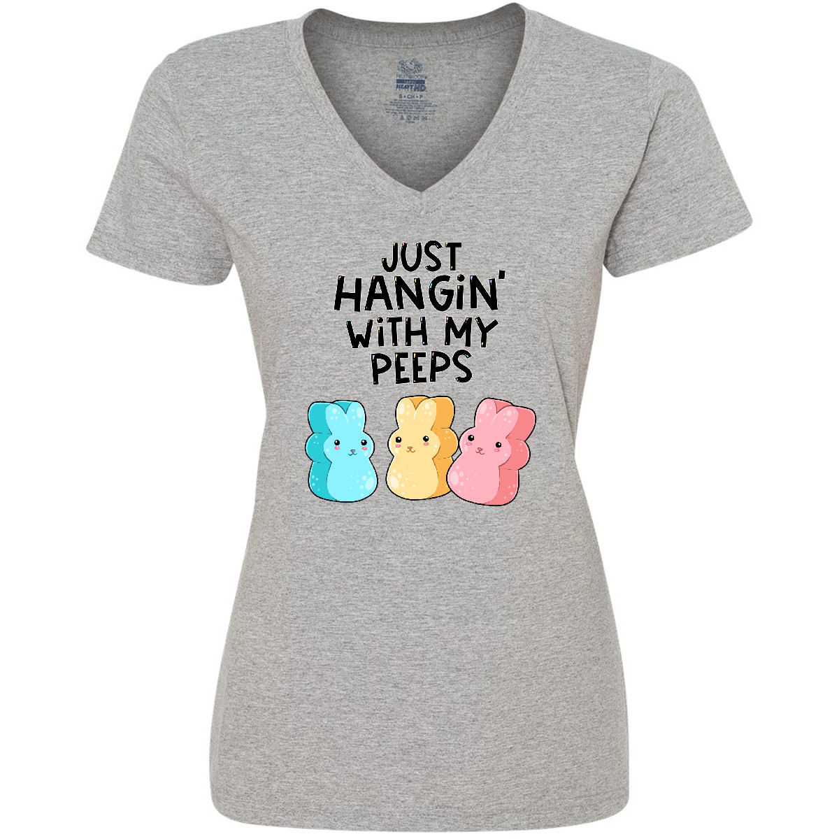 Inktastic Easter Just Hangin' With My Peeps! Women's V-Neck T-Shirt Cute Funny - Bild 3 von 5
