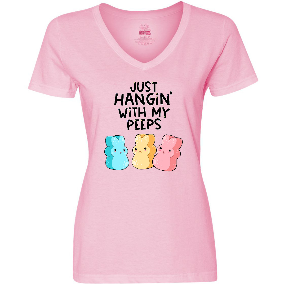 Inktastic Easter Just Hangin' With My Peeps! Women's V-Neck T-Shirt Cute Funny - Bild 4 von 5