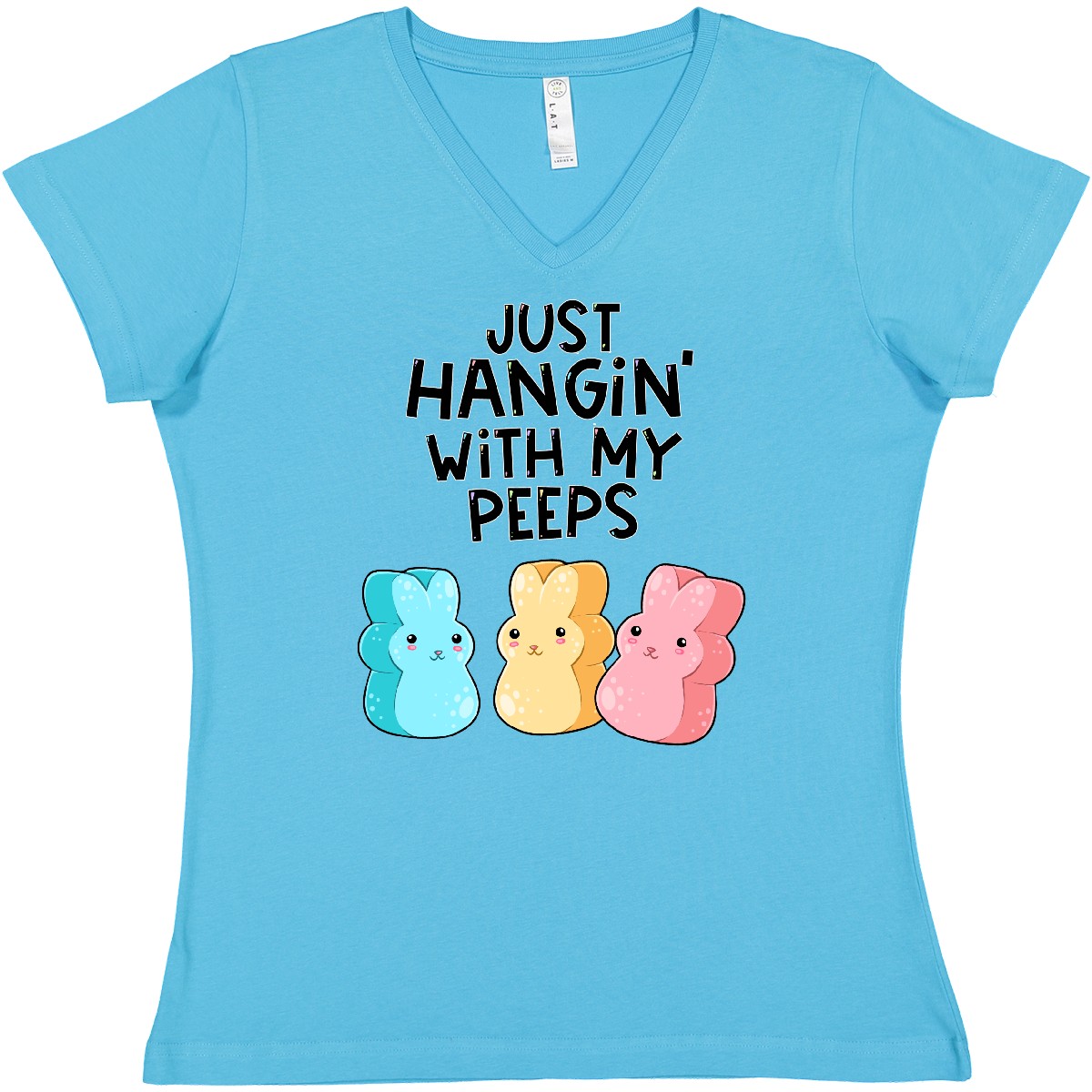 Inktastic Easter Just Hangin' With My Peeps! Women's V-Neck T-Shirt Cute Funny - Bild 2 von 5