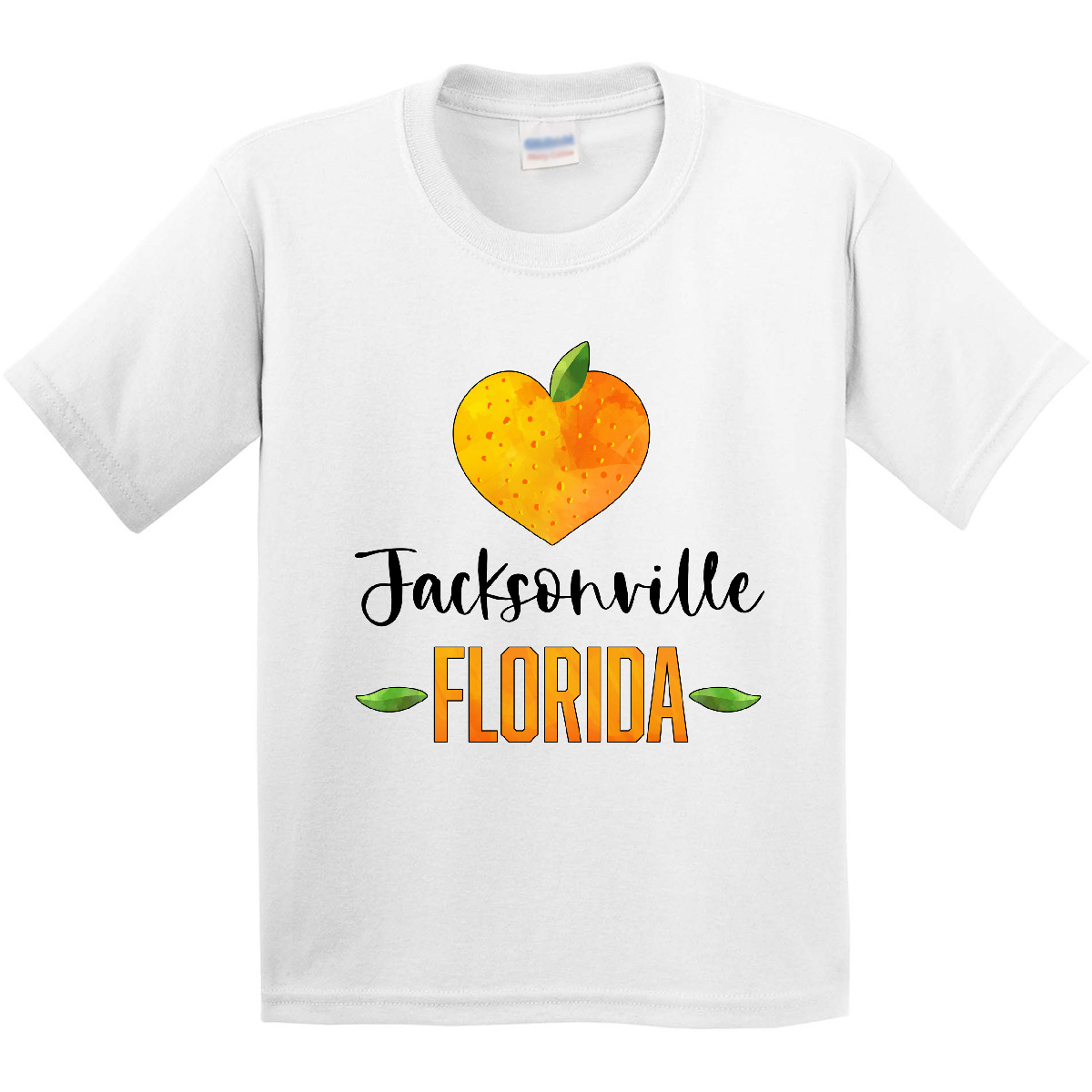 Inktastic Jacksonville Florida Orange In Heart Youth T-Shirt State Home Fruit - Picture 9 of 9