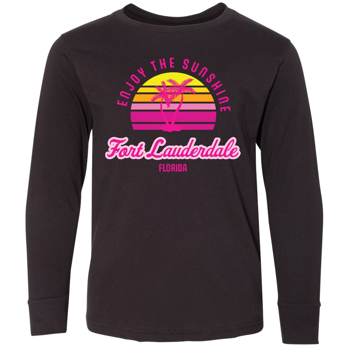 Inktastic Summer Enjoy The Sunshine Fort Lauderdale Youth Long Sleeve T-Shirt - Picture 2 of 3