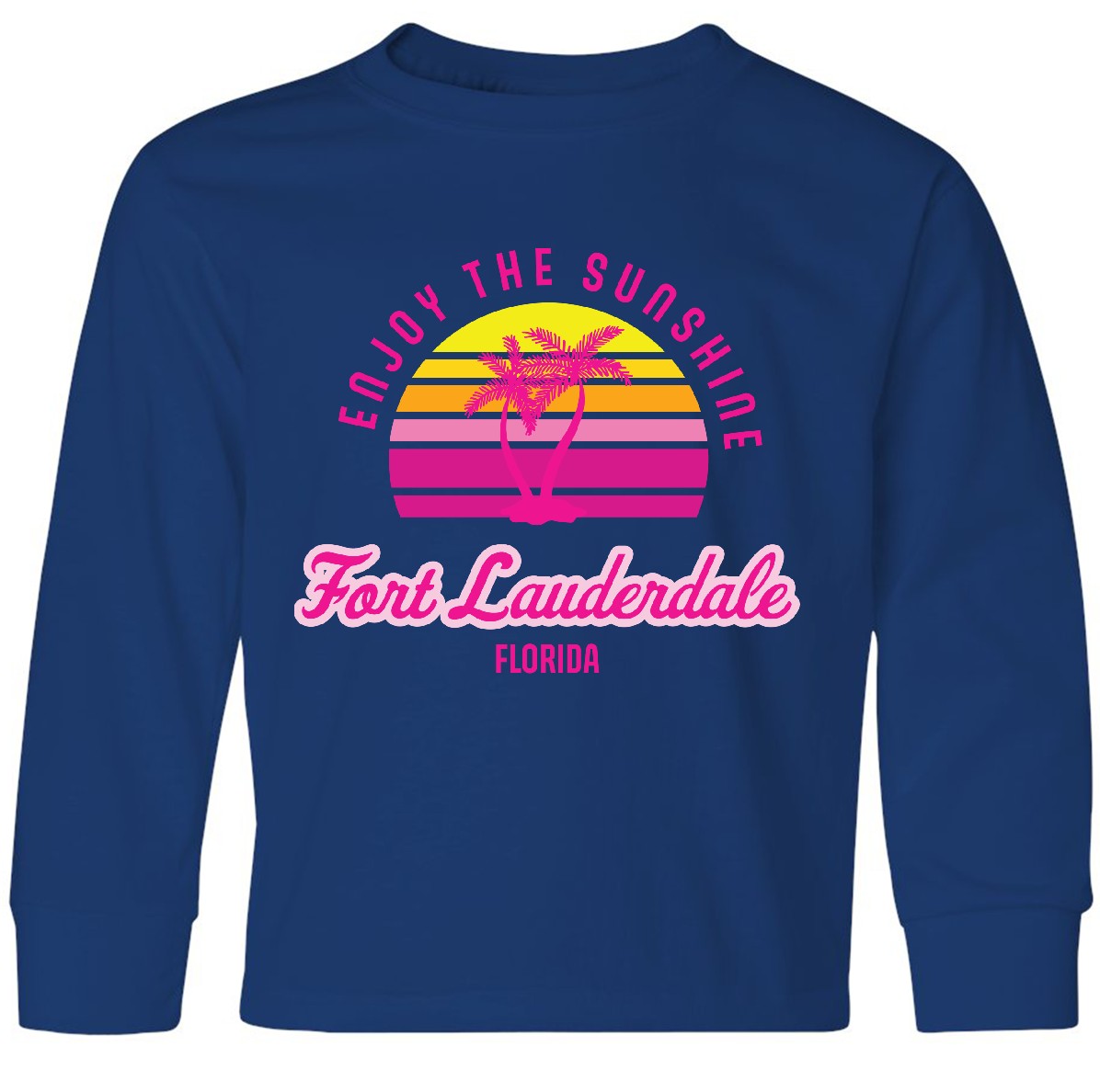 Inktastic Summer Enjoy The Sunshine Fort Lauderdale Youth Long Sleeve T-Shirt - Picture 3 of 3