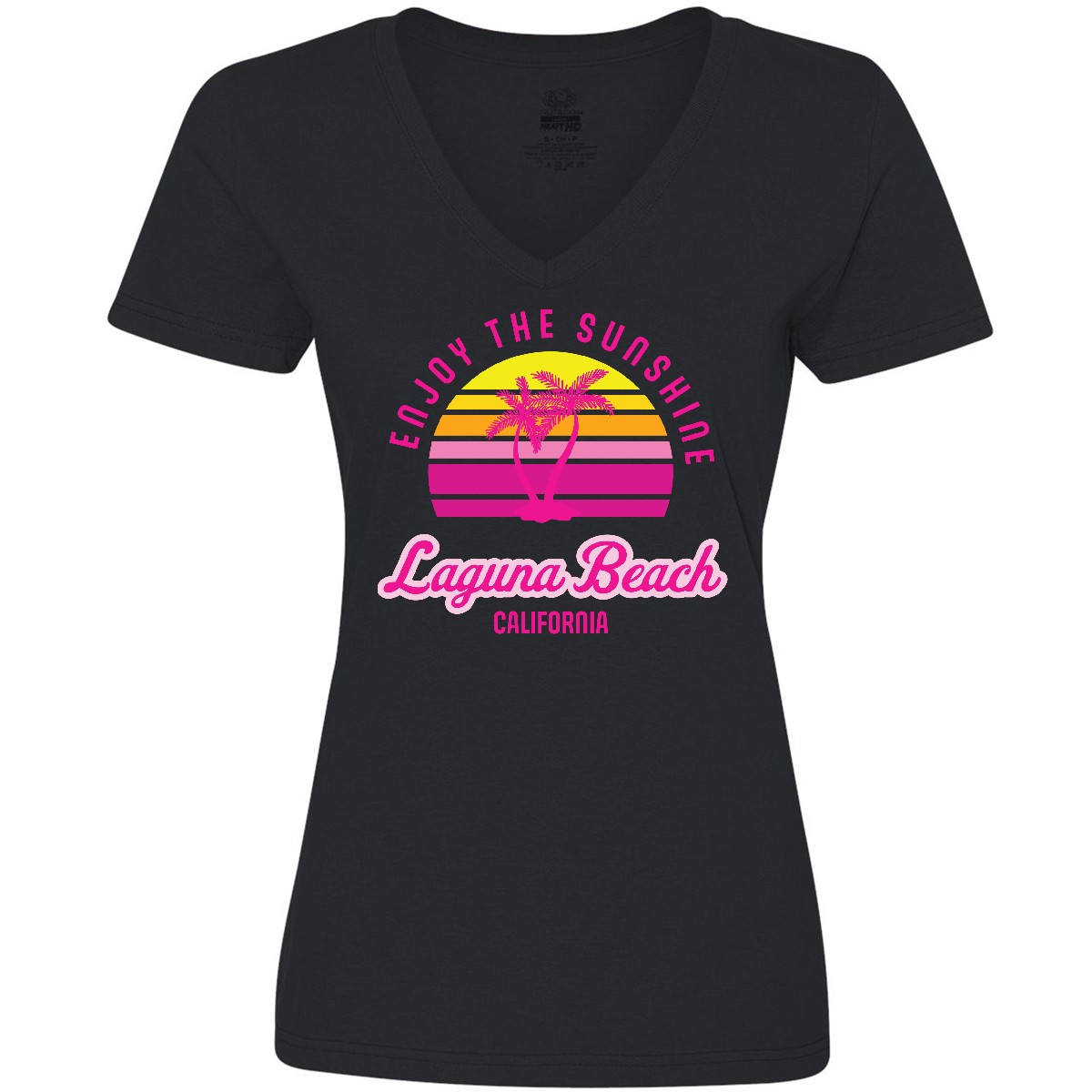 Inktastic Summer Enjoy The Sunshine Laguna Beach Women's V-Neck T-Shirt Paradise - Picture 3 of 4