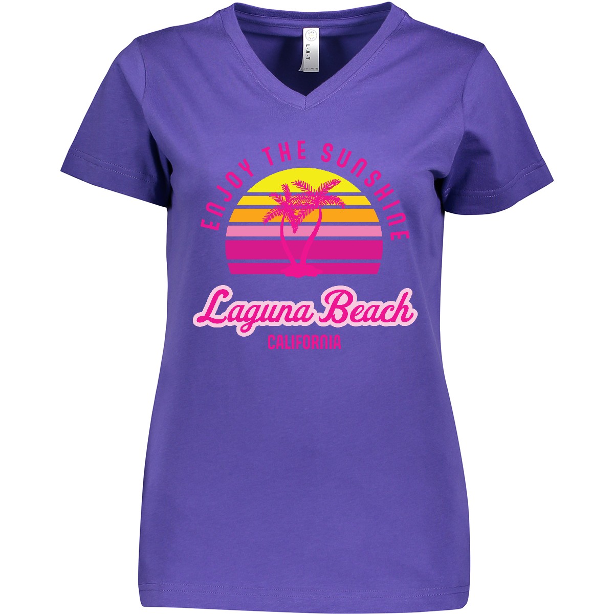 Inktastic Summer Enjoy The Sunshine Laguna Beach Women's V-Neck T-Shirt Paradise - Picture 4 of 4