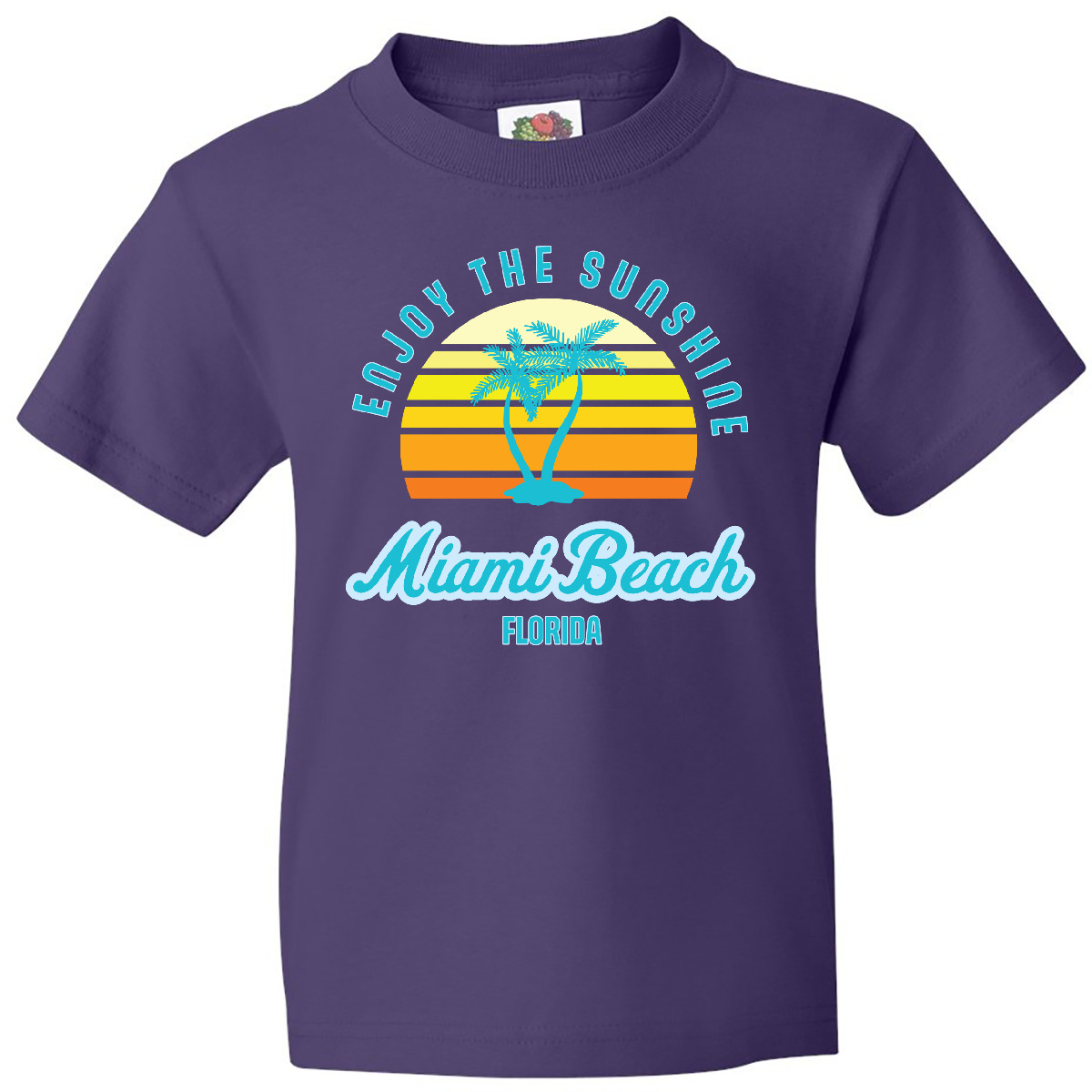Inktastic Summer Enjoy The Sunshine Miami Beach Florida In Blue Youth T-Shirt - Picture 5 of 7