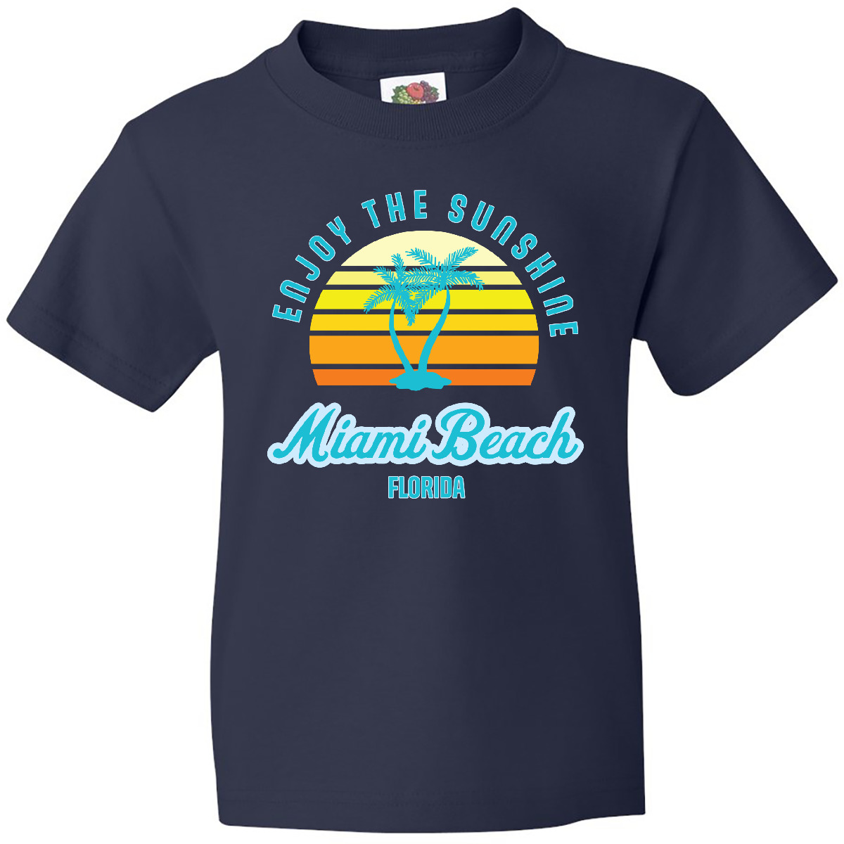 Inktastic Summer Enjoy The Sunshine Miami Beach Florida In Blue Youth T-Shirt - Picture 3 of 7