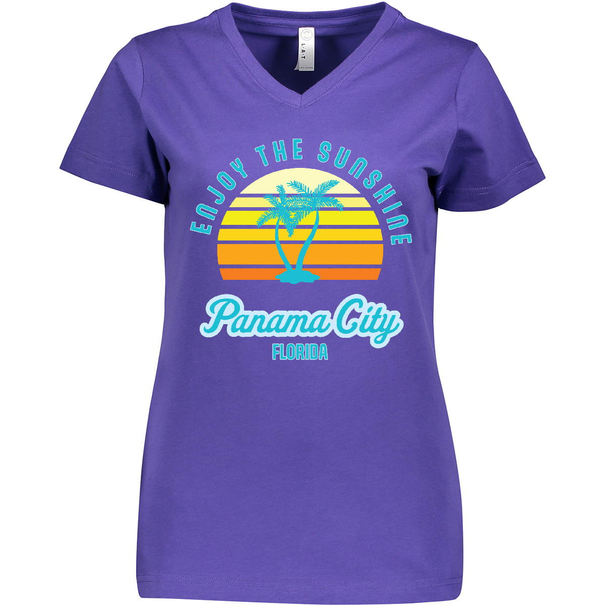 Inktastic Summer Enjoy The Sunshine Panama City Florida Women's V-Neck T-Shirt - Picture 4 of 4