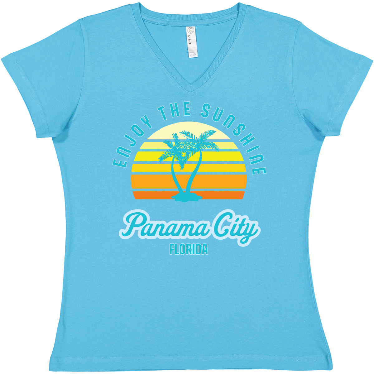 Inktastic Summer Enjoy The Sunshine Panama City Florida Women's V-Neck T-Shirt - Picture 2 of 4
