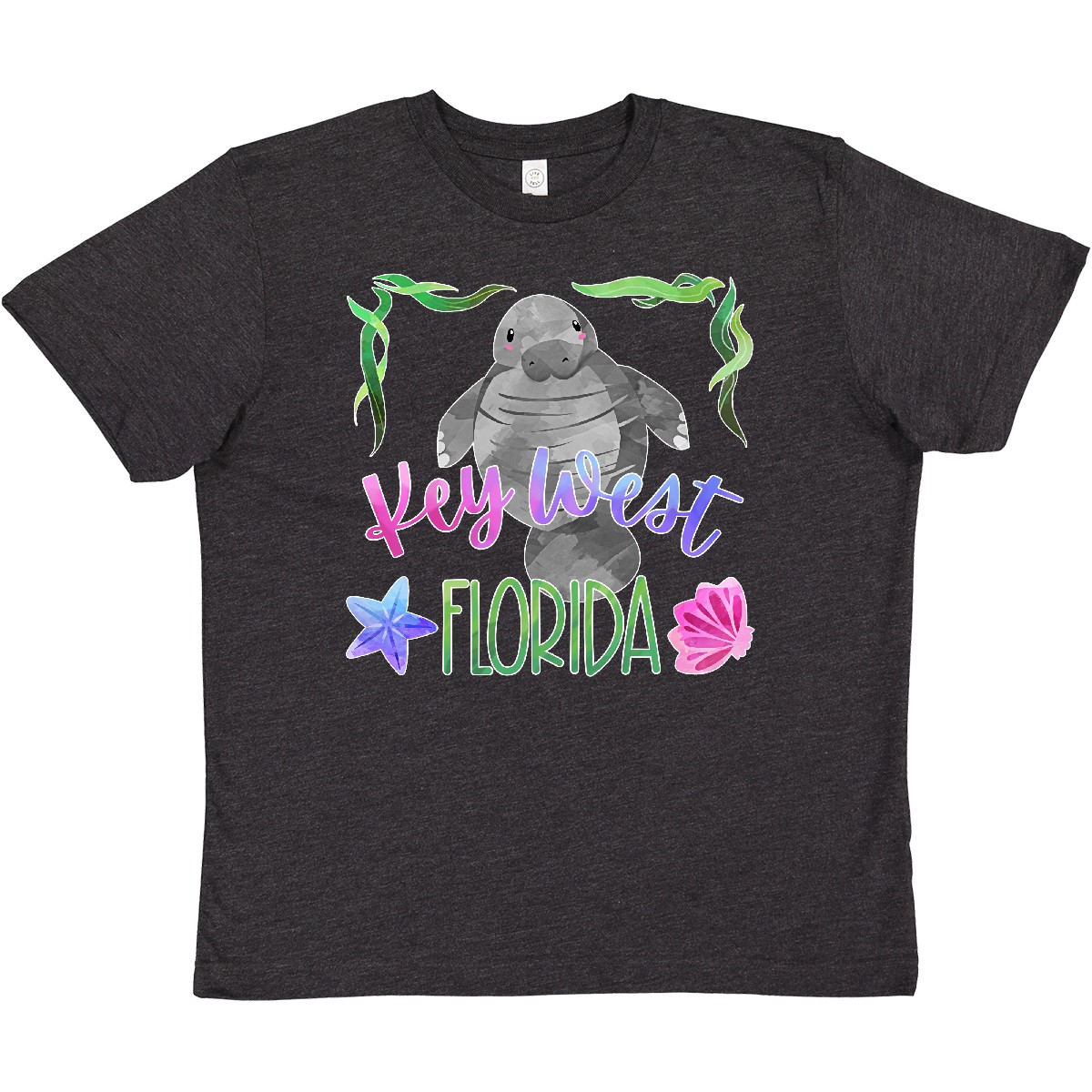 Inktastic Key West Florida Cute Swimming Manatee Youth T-Shirt Summer State City - Picture 6 of 7