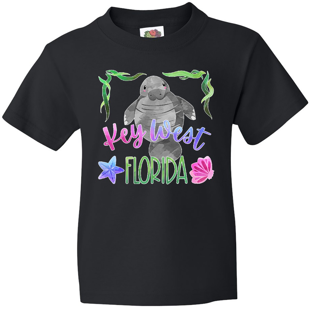 Inktastic Key West Florida Cute Swimming Manatee Youth T-Shirt Summer State City - Picture 2 of 7