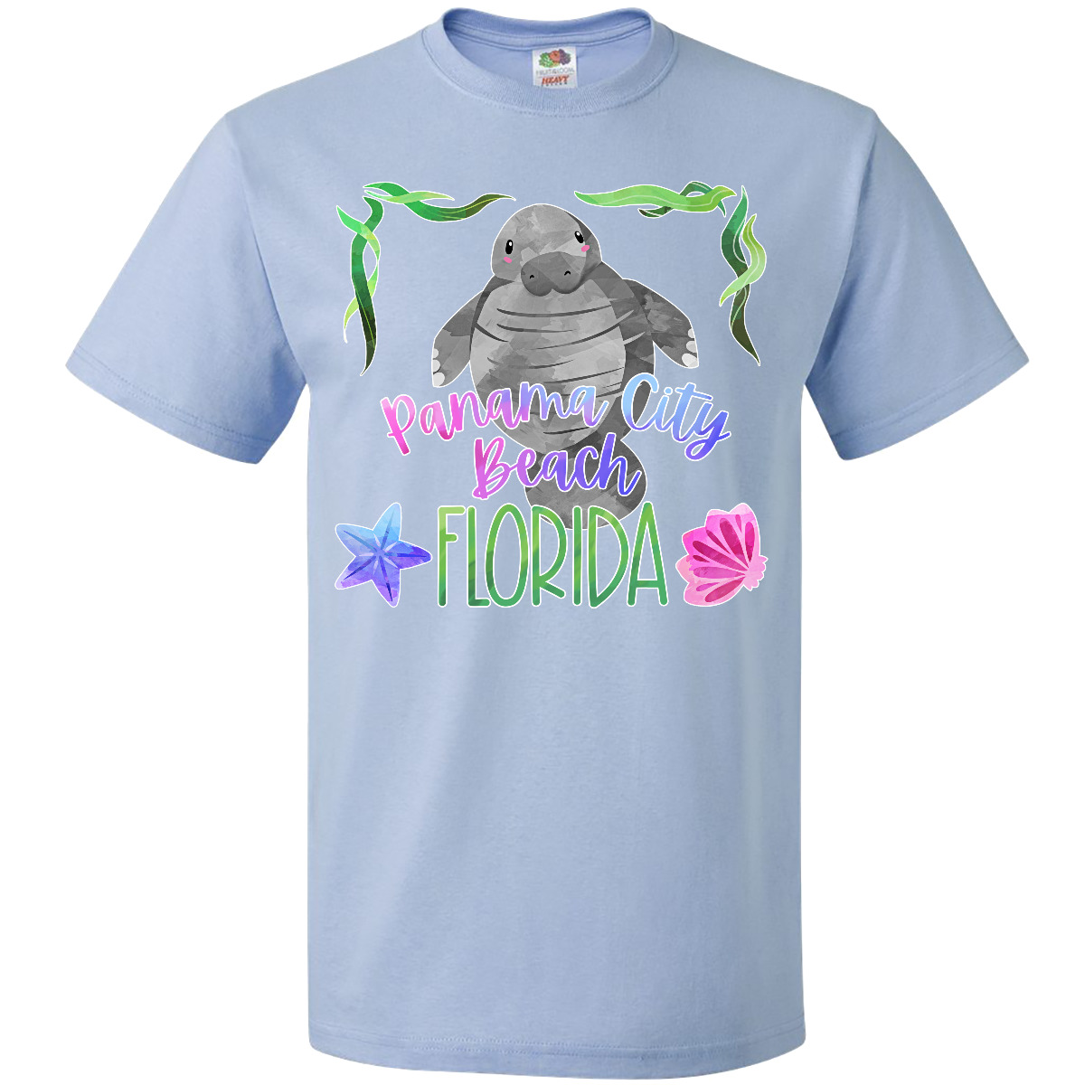 Inktastic Panama City Beach Florida Cute Swimming Manatee T-Shirt Summer State - Picture 3 of 10
