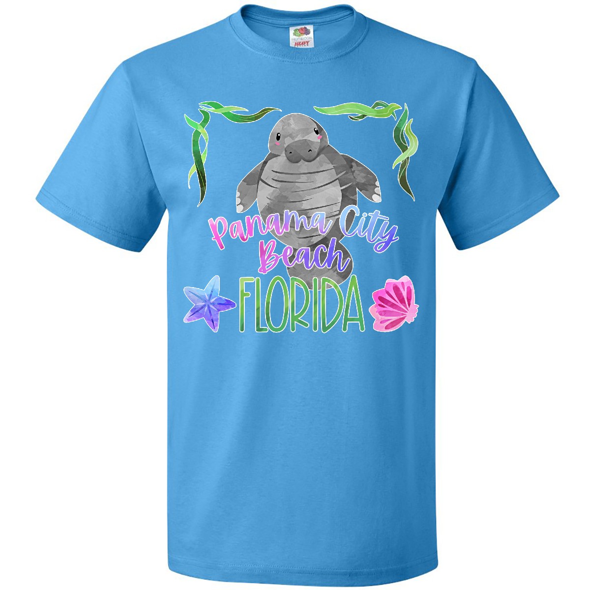 Inktastic Panama City Beach Florida Cute Swimming Manatee T-Shirt Summer State - Picture 5 of 10