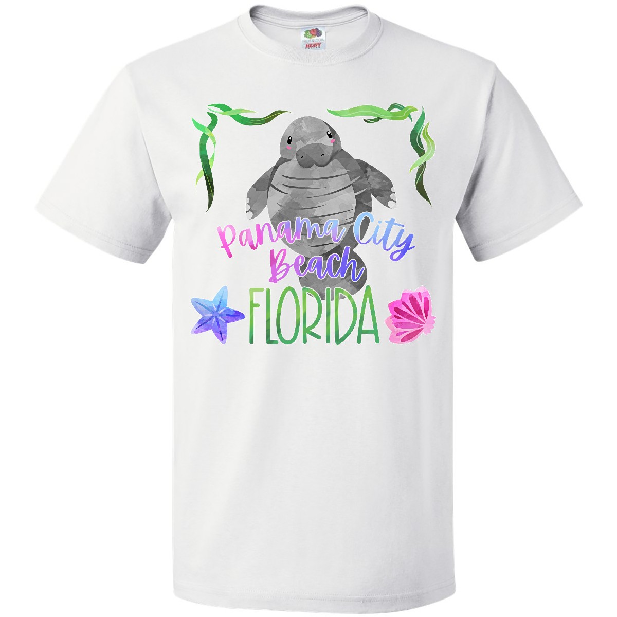 Inktastic Panama City Beach Florida Cute Swimming Manatee T-Shirt Summer State - Picture 10 of 10