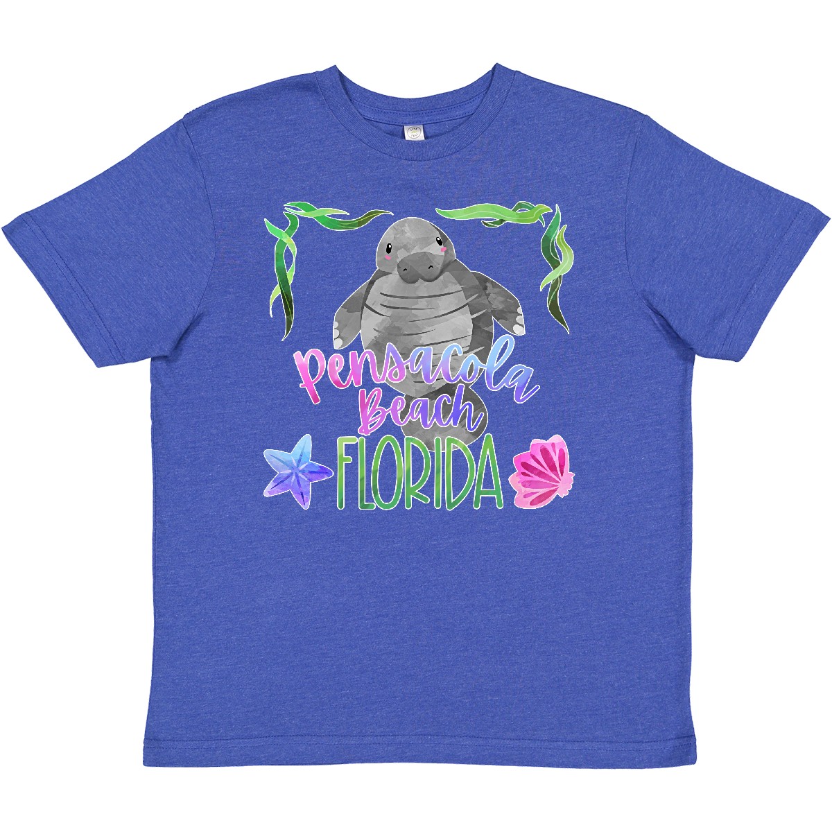 Inktastic Pensacola Beach Florida Cute Swimming Manatee Youth T-Shirt Summer Jc - Picture 6 of 7