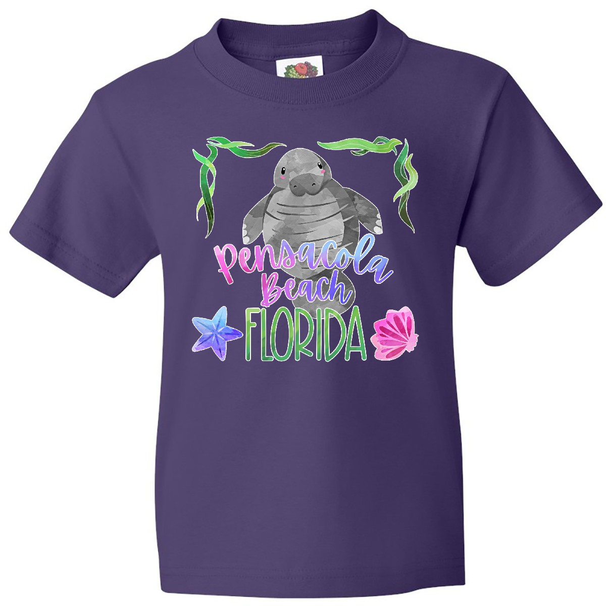 Inktastic Pensacola Beach Florida Cute Swimming Manatee Youth T-Shirt Summer Jc - Picture 4 of 7