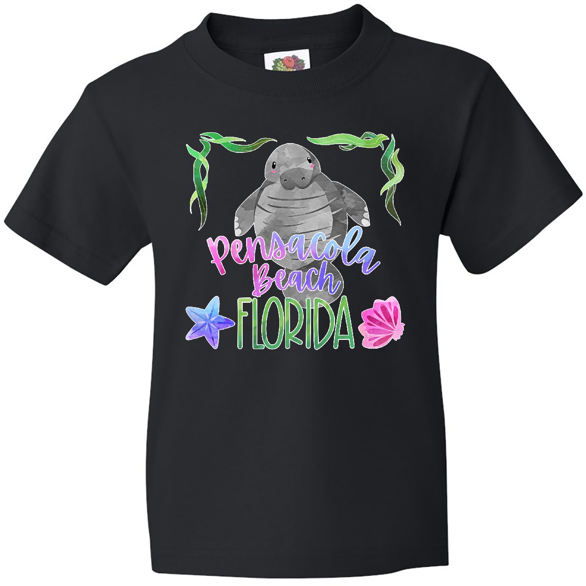 Inktastic Pensacola Beach Florida Cute Swimming Manatee Youth T-Shirt Summer Jc - Picture 2 of 7