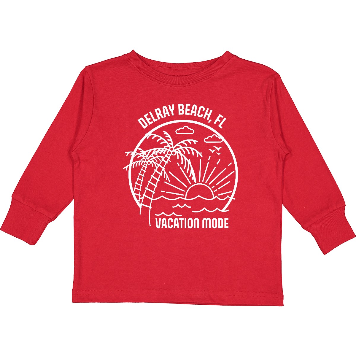 Inktastic Summer Vacation Mode Delray Beach Florida Toddler Long Sleeve T-Shirt - Picture 5 of 6