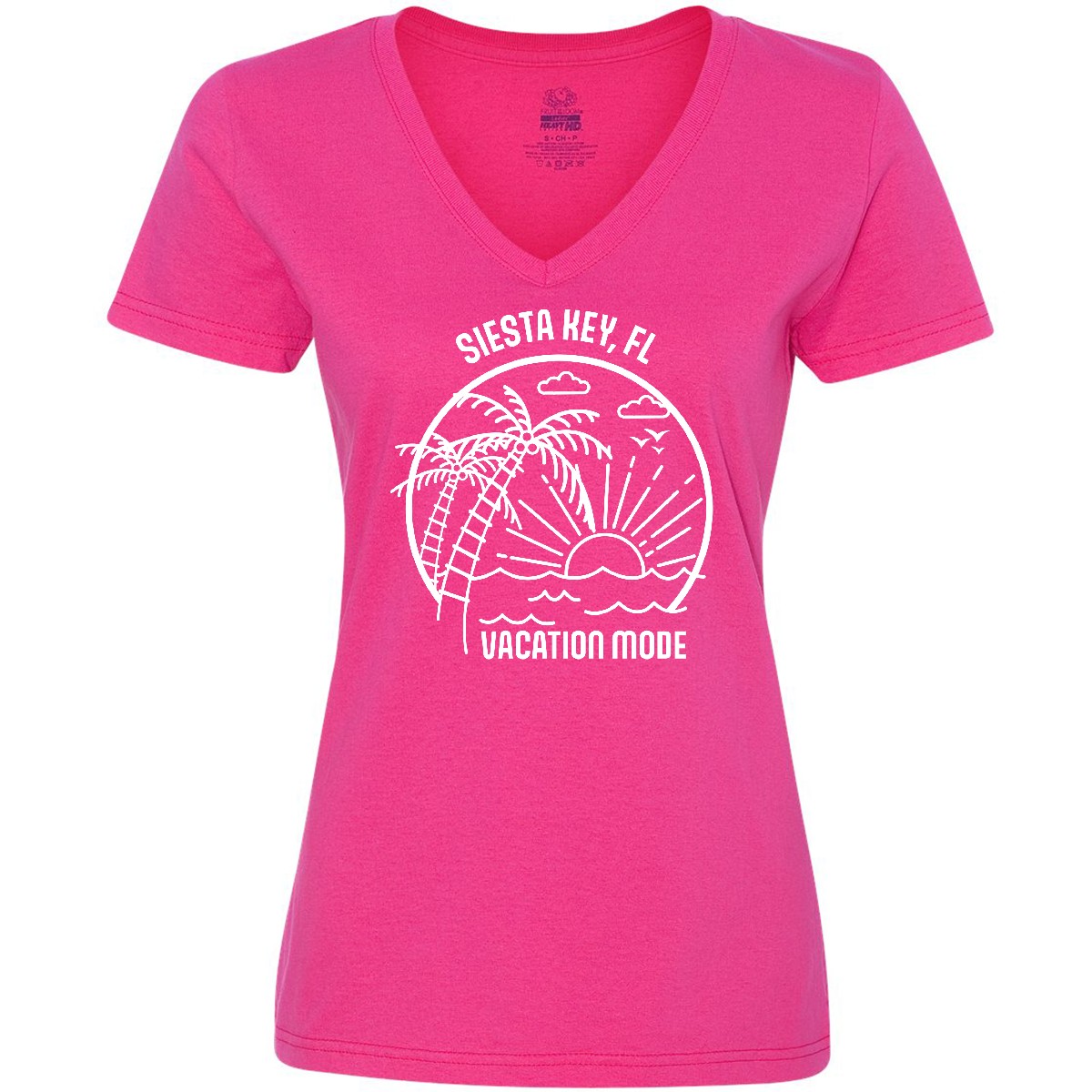 Inktastic Summer Vacation Mode Siesta Key Beach Florida Women's V-Neck T-Shirt - Picture 3 of 4