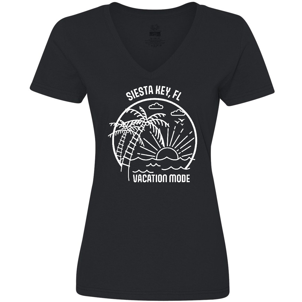 Inktastic Summer Vacation Mode Siesta Key Beach Florida Women's V-Neck T-Shirt - Picture 2 of 4