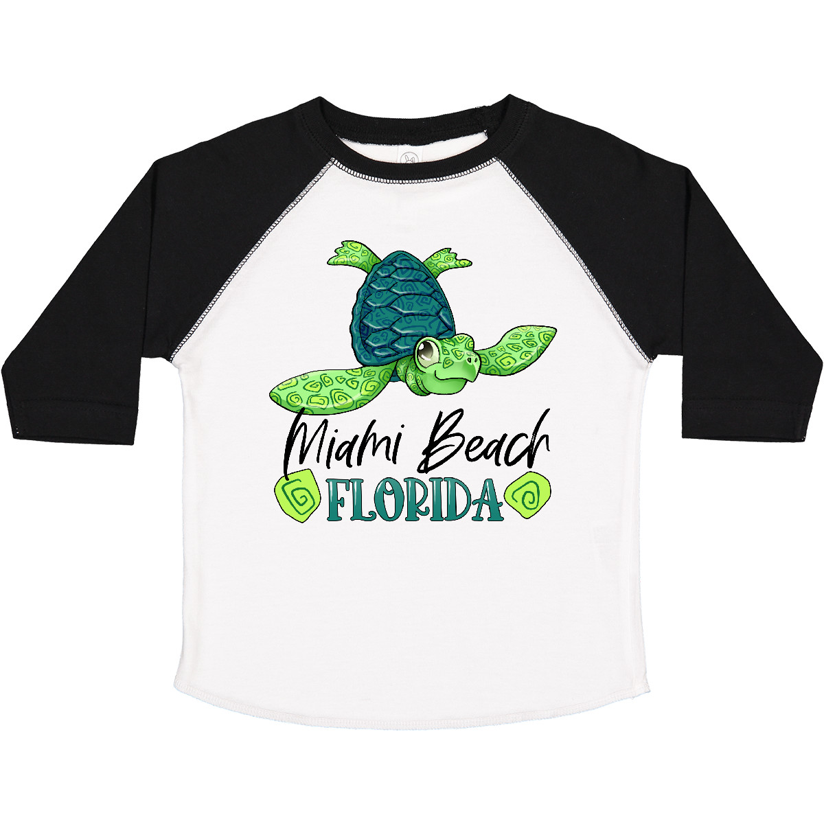 Inktastic Miami Beach, Florida Happy Sea Turtle Toddler T-Shirt Summer Swirls - Picture 8 of 8