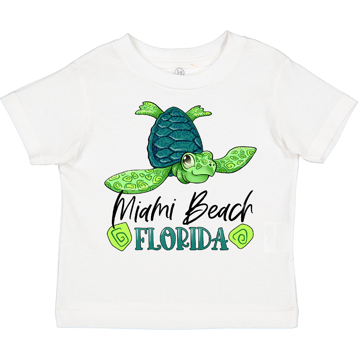 Inktastic Miami Beach, Florida Happy Sea Turtle Toddler T-Shirt Summer Swirls - Picture 7 of 8
