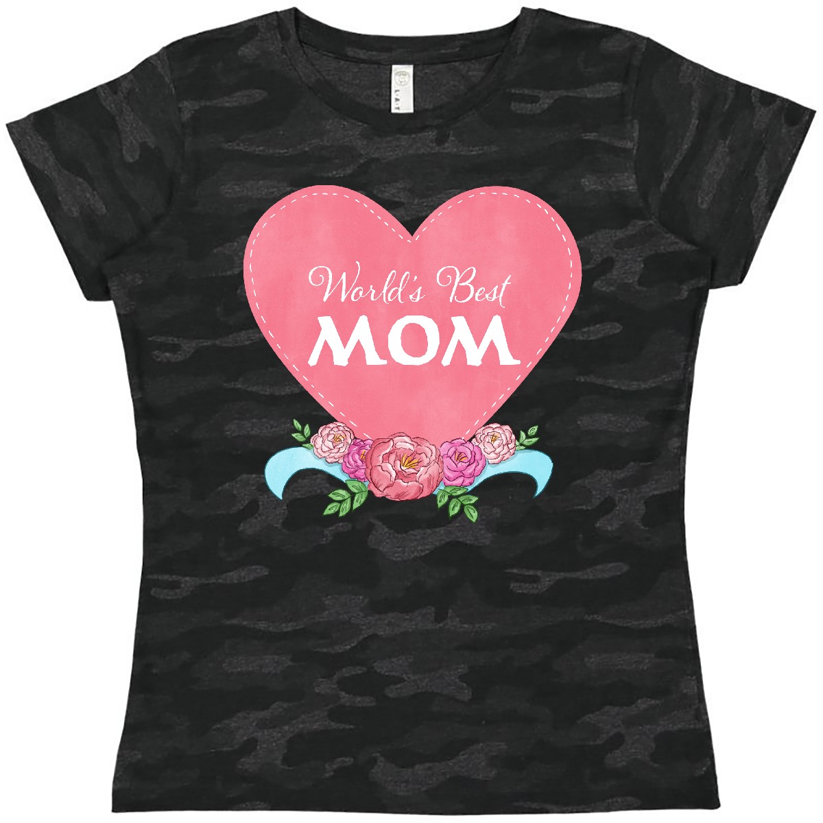 Inktastic World's Best Mom In Pink Heart With Flowers Women's T-Shirt Mothers