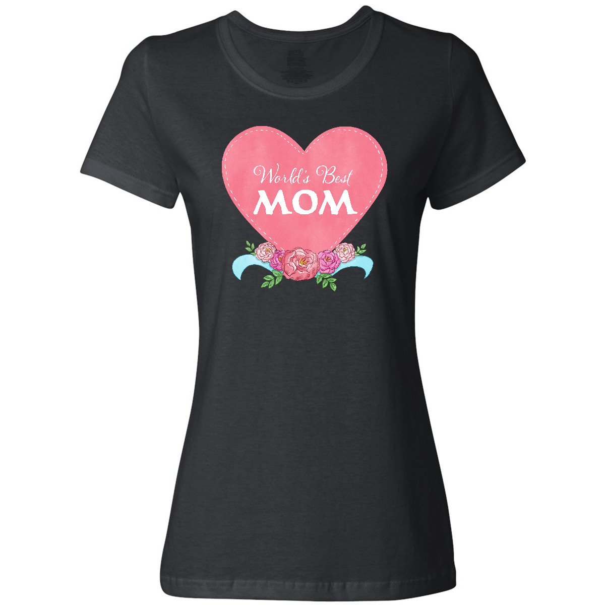 Inktastic World's Best Mom In Pink Heart With Flowers Women's T-Shirt Mothers