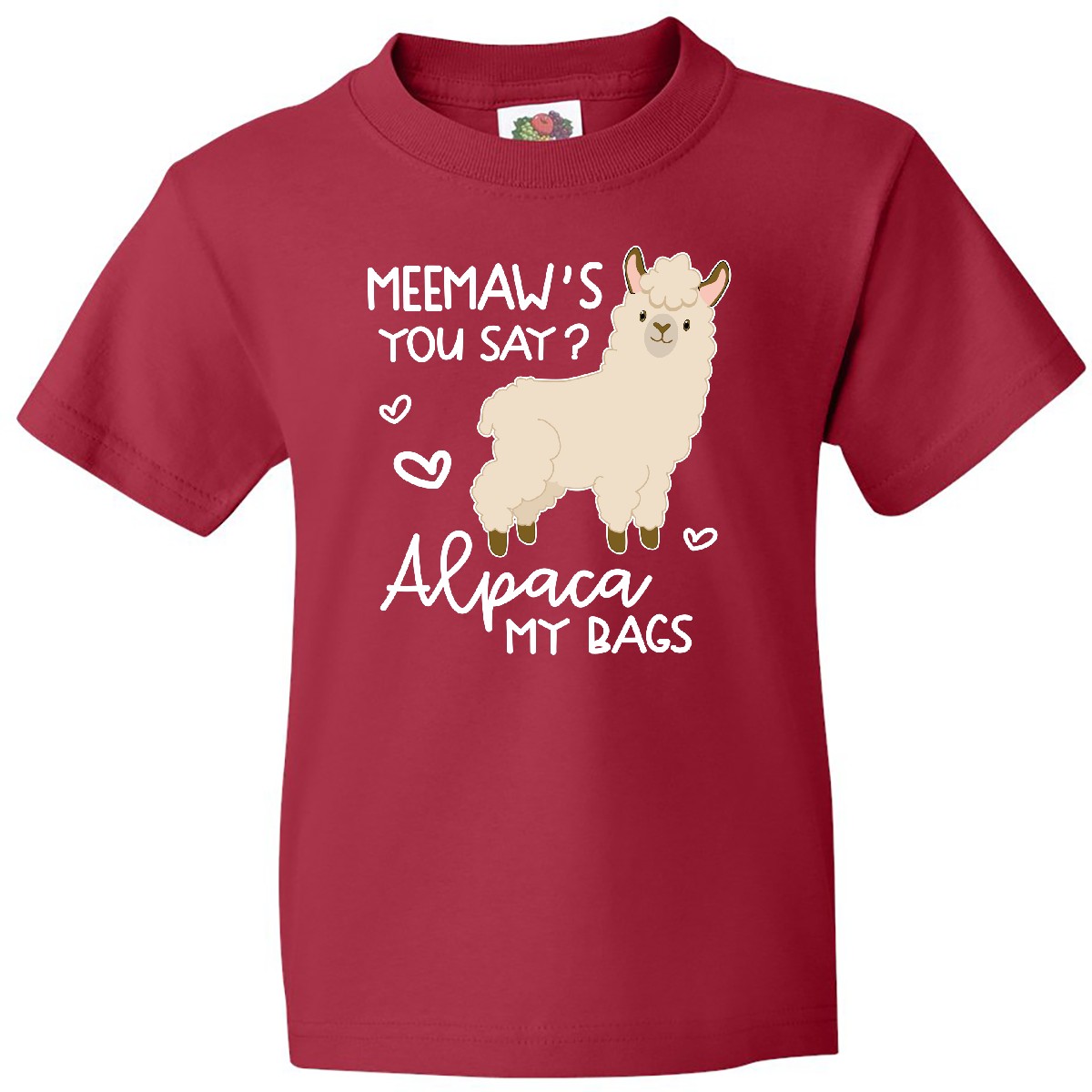 Inktastic Meemaw's You Say Alpaca My Bags Youth T-Shirt Animals Llama Cute House - Picture 7 of 10