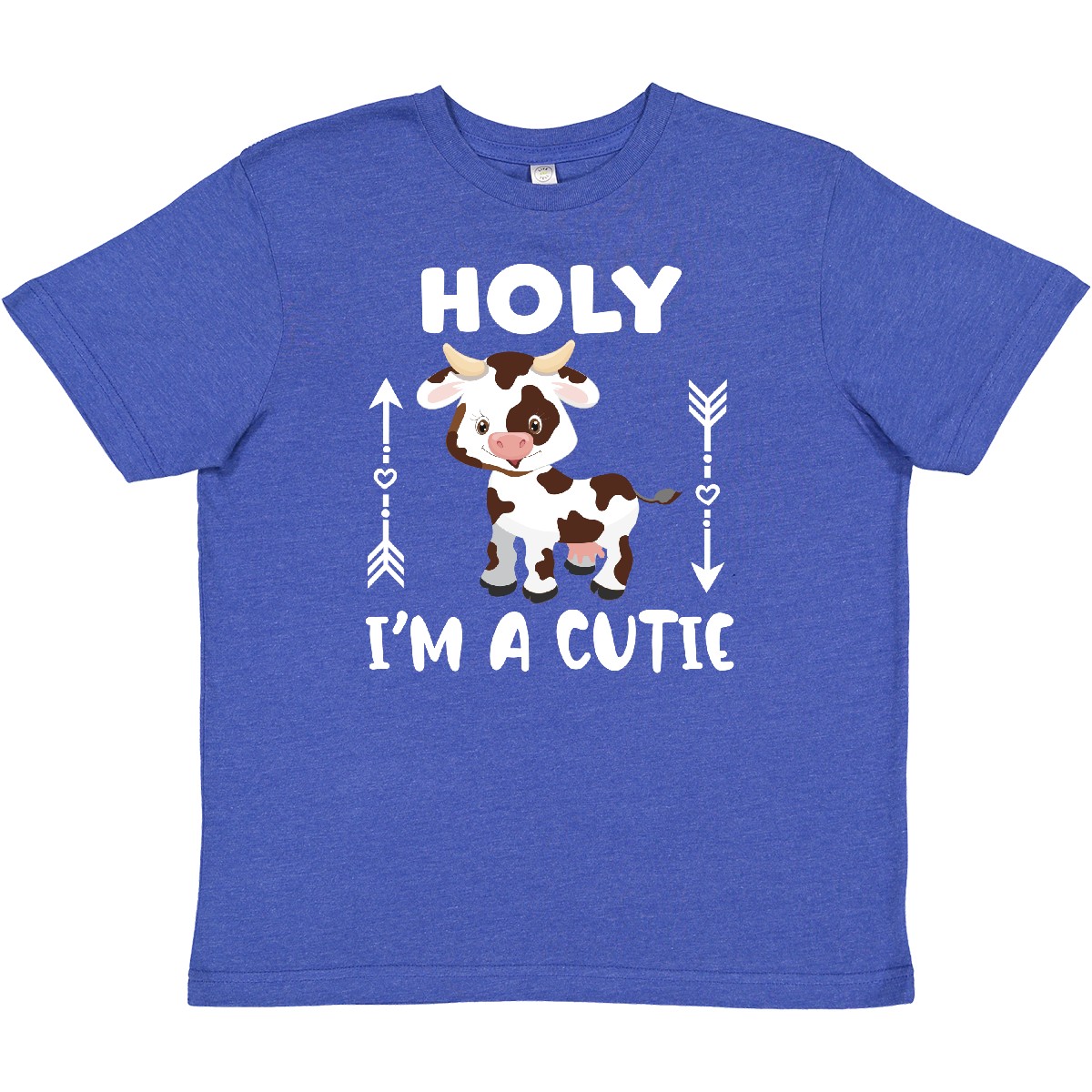 Inktastic I'm A Cutie White And Brown Holstein Cow With Arrows Youth T-Shirt New - Picture 10 of 10
