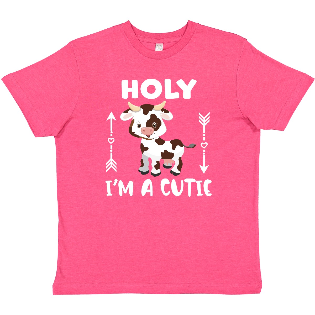 Inktastic I'm A Cutie White And Brown Holstein Cow With Arrows Youth T-Shirt New - Picture 9 of 10