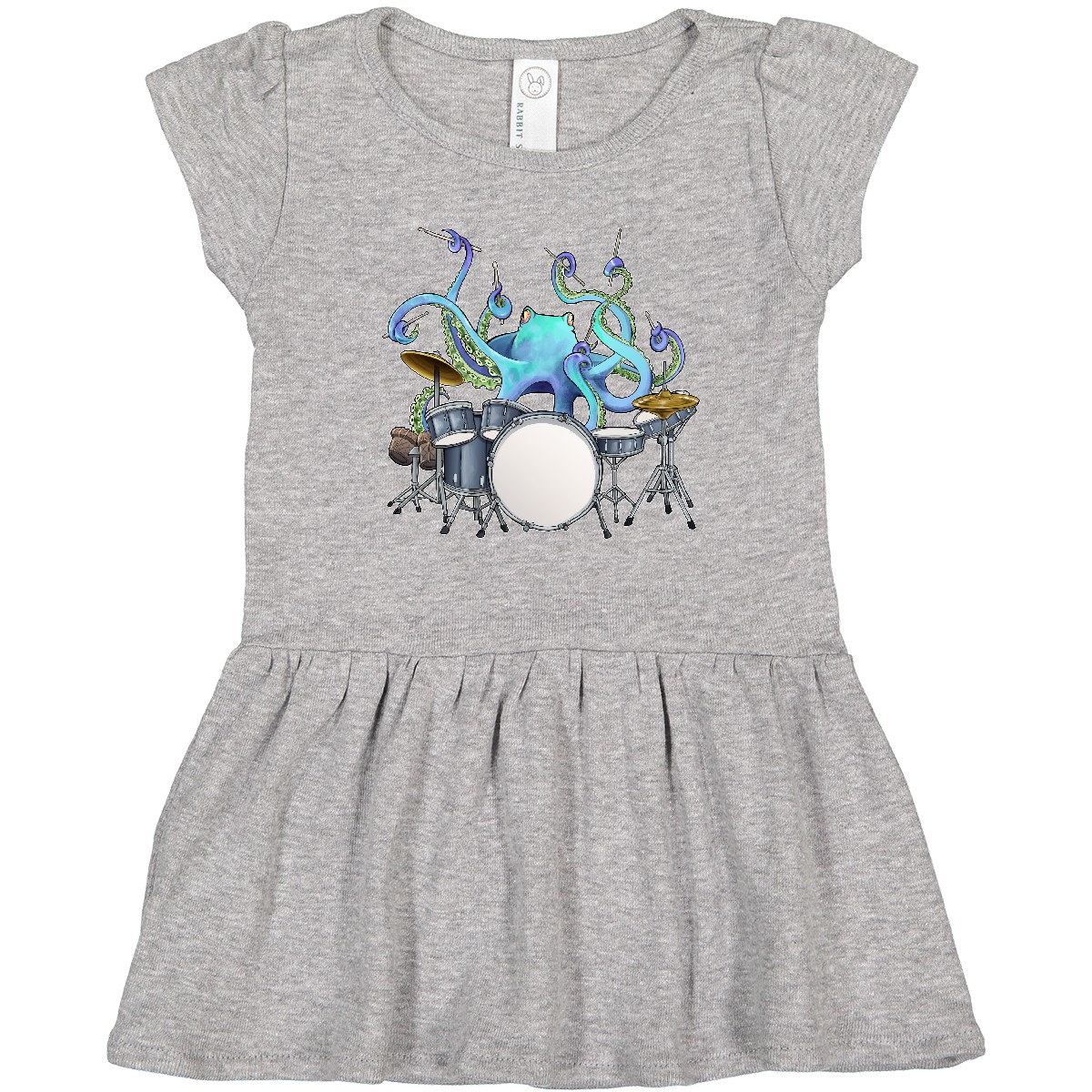 Inktastic Cute Blue Octopus Drumming Toddler Dress Sea Life Drums Drummer Drum - Imagen 2 de 8