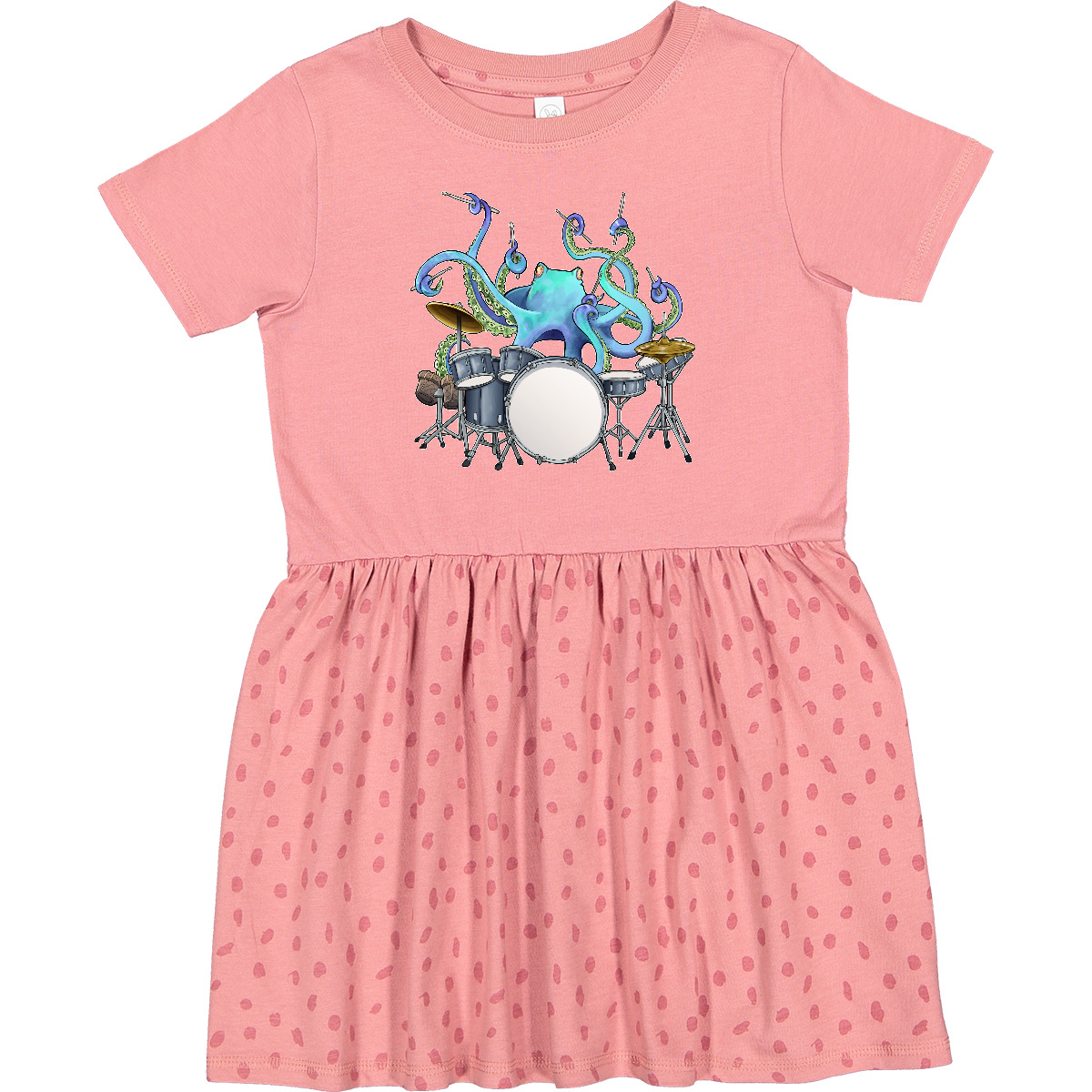 Inktastic Cute Blue Octopus Drumming Toddler Dress Sea Life Drums Drummer Drum - Imagen 3 de 8