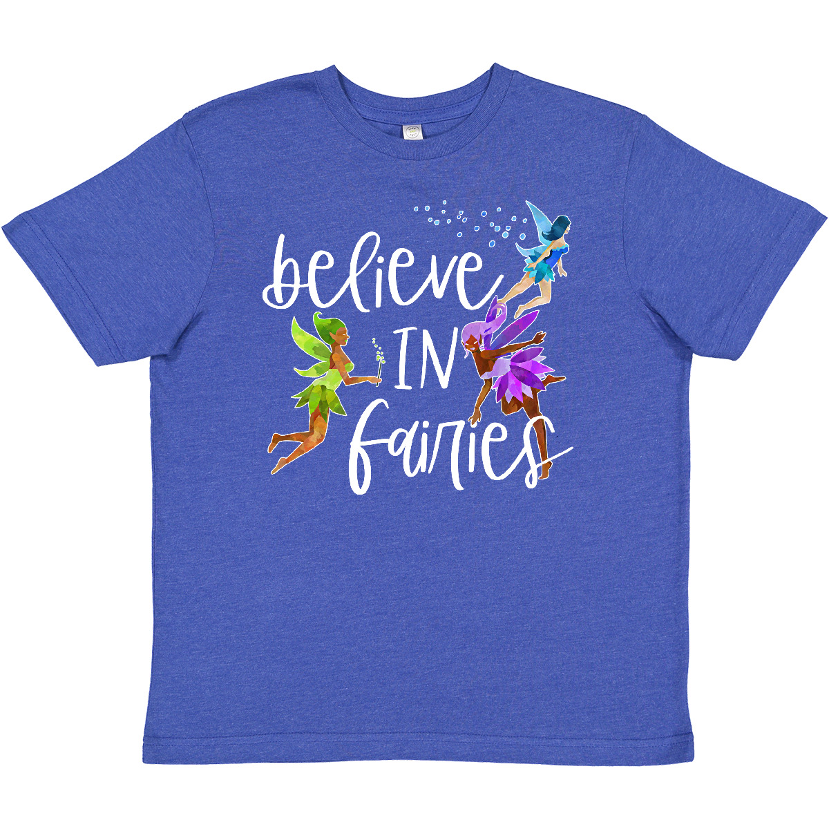 Inktastic Believe In Fairies Youth T-Shirt Green Purple Blue Belief Wings Fun - Picture 8 of 8