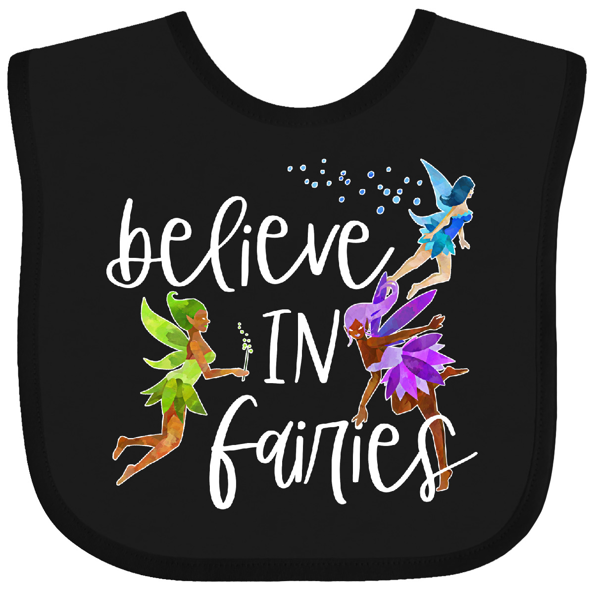 Inktastic Believe In Fairies Baby Lätzchen grün lila blau Glaubensflügel Glitzer Fun - Bild 2 von 7
