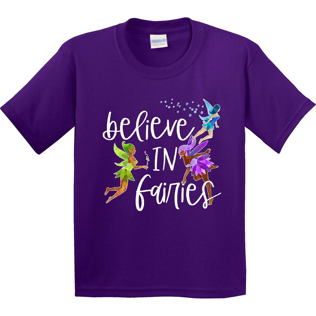 Inktastic Believe In Fairies Youth T-Shirt Green Purple Blue Belief Wings Fun - Picture 6 of 8