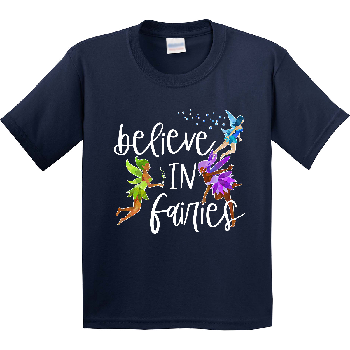 Inktastic Believe In Fairies Youth T-Shirt Green Purple Blue Belief Wings Fun - Picture 4 of 8