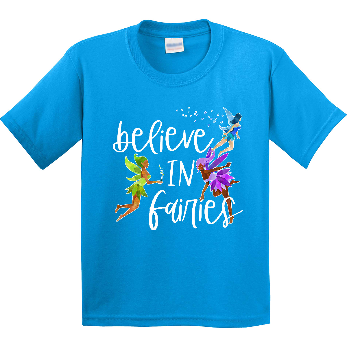 Inktastic Believe In Fairies Youth T-Shirt Green Purple Blue Belief Wings Fun - Picture 5 of 8