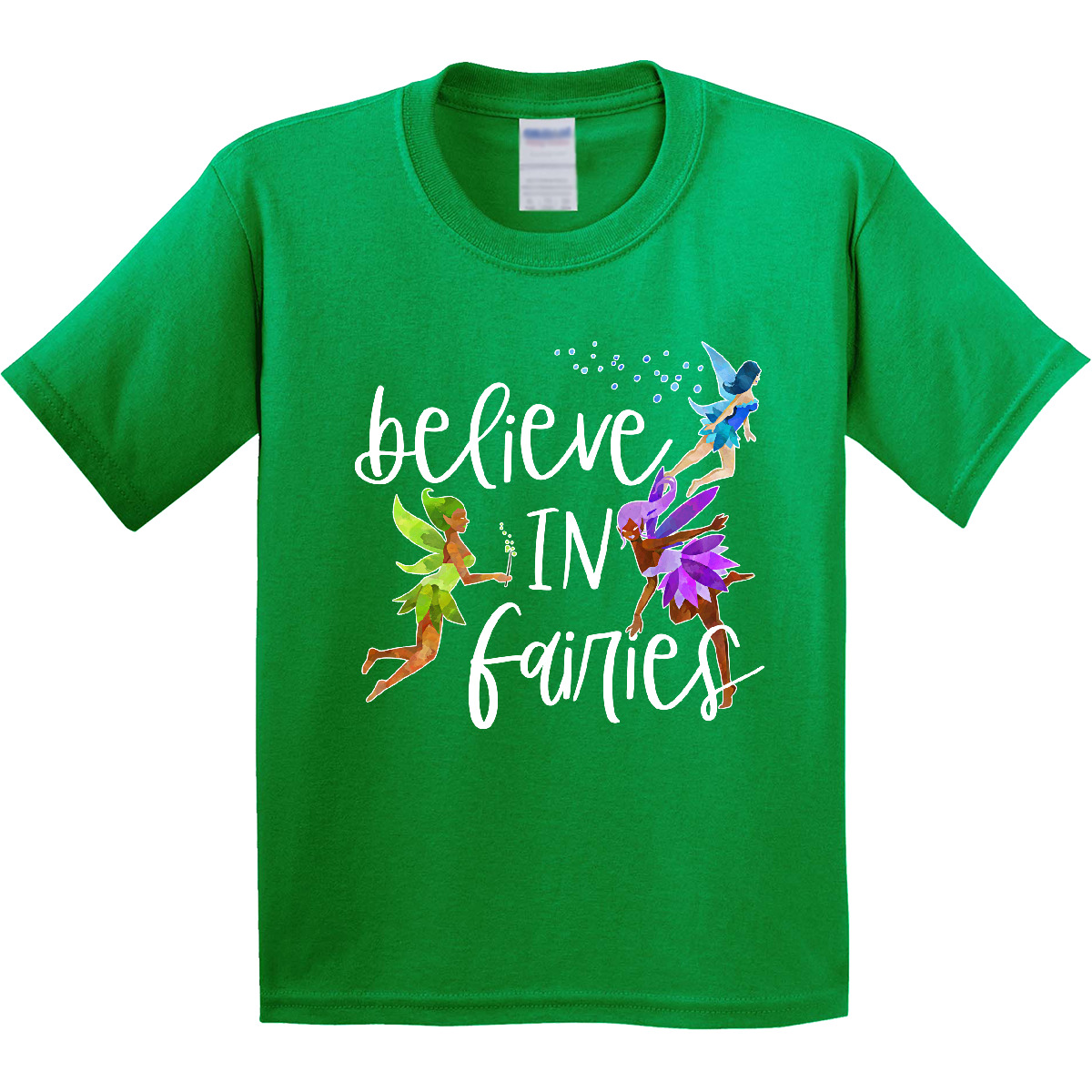 Inktastic Believe In Fairies Youth T-Shirt Green Purple Blue Belief Wings Fun - Picture 3 of 8