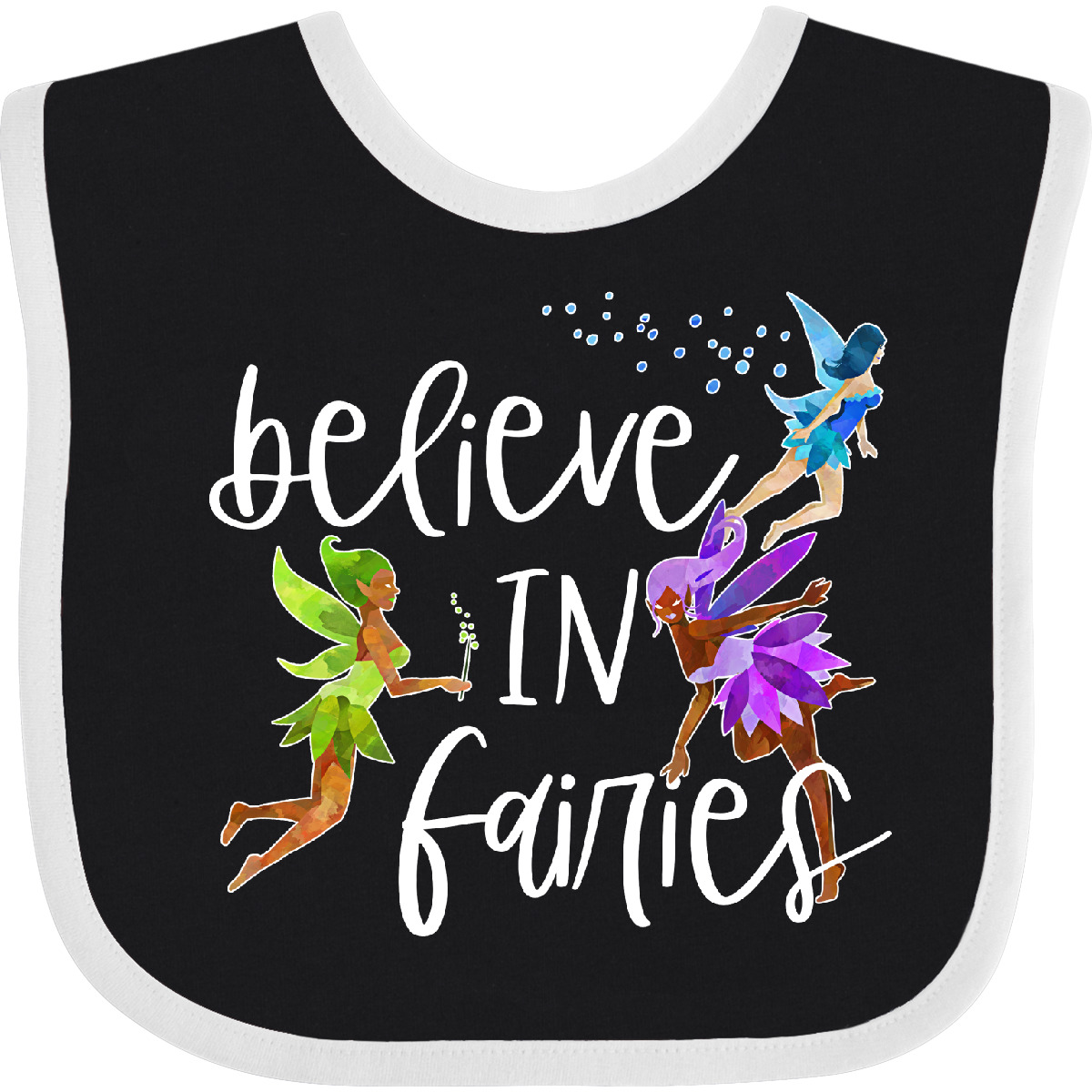 Inktastic Believe In Fairies Baby Lätzchen grün lila blau Glaubensflügel Glitzer Fun - Bild 3 von 7