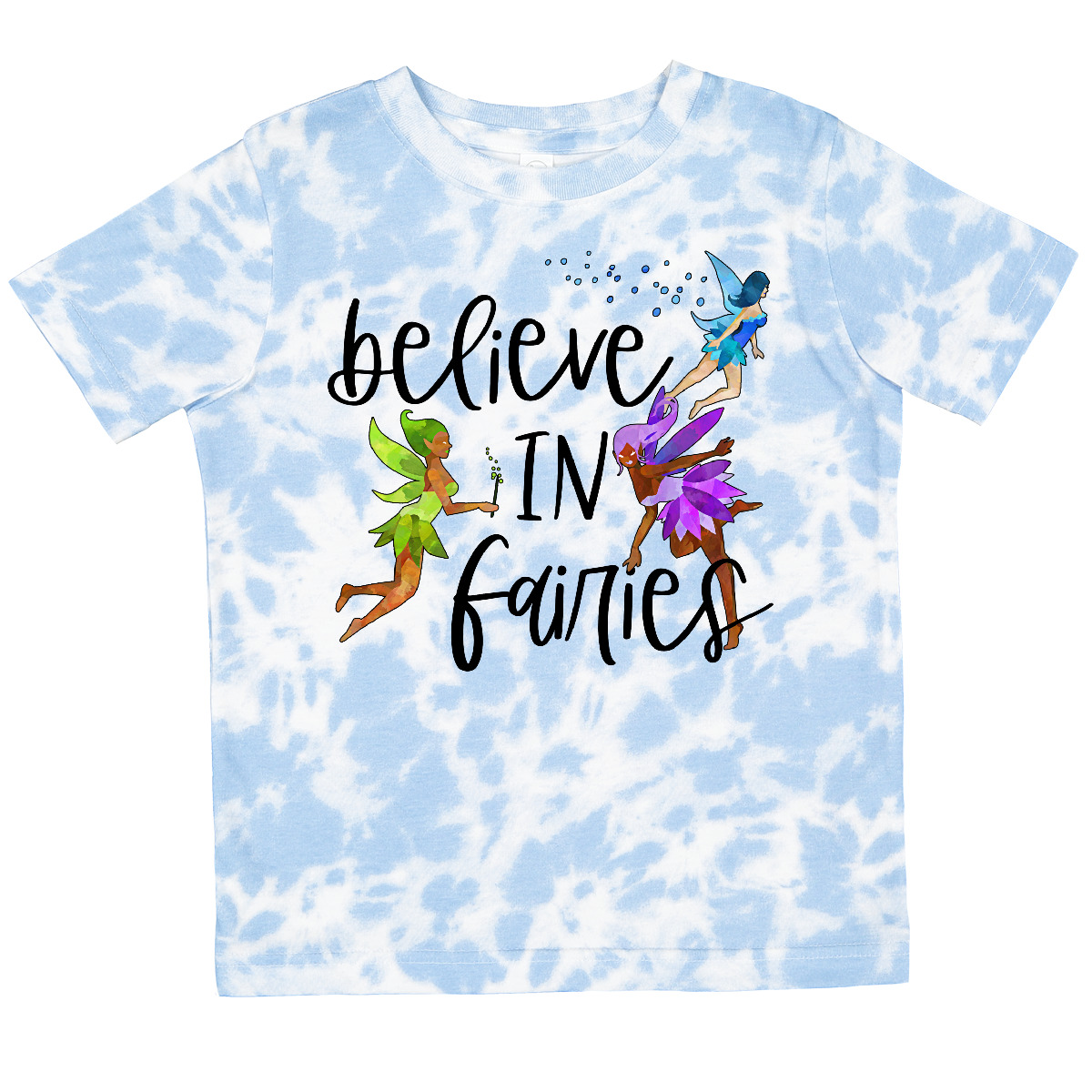 Camiseta Inktastic Believe In Fairies para niños pequeños verde púrpura azul Belief Wings divertida - Imagen 7 de 8
