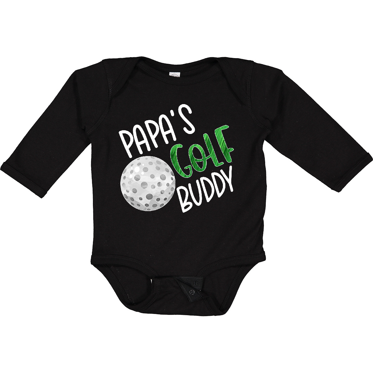 Color:Black:Inktastic Papa's Golf Buddy With Golf Ball Long Sleeve Creeper Fathers Day Kids