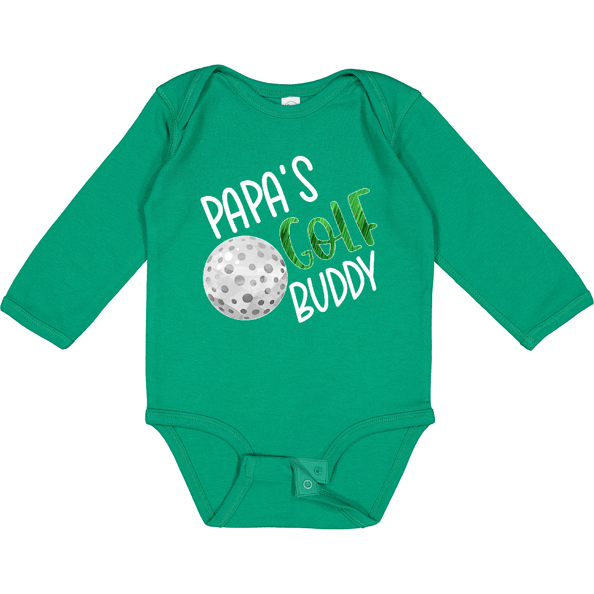 Color:Kelly Green:Inktastic Papa's Golf Buddy With Golf Ball Long Sleeve Creeper Fathers Day Kids